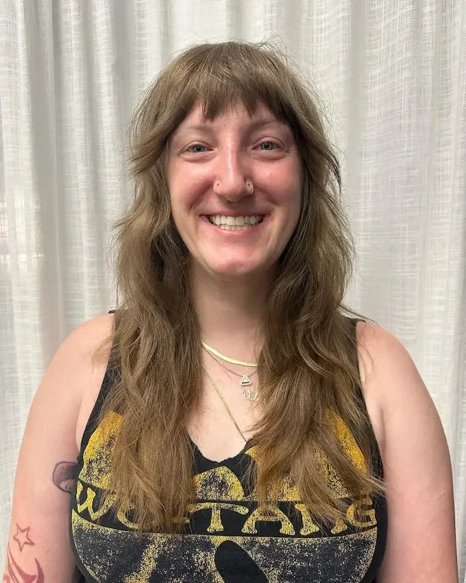 Long shag haircut with bangs