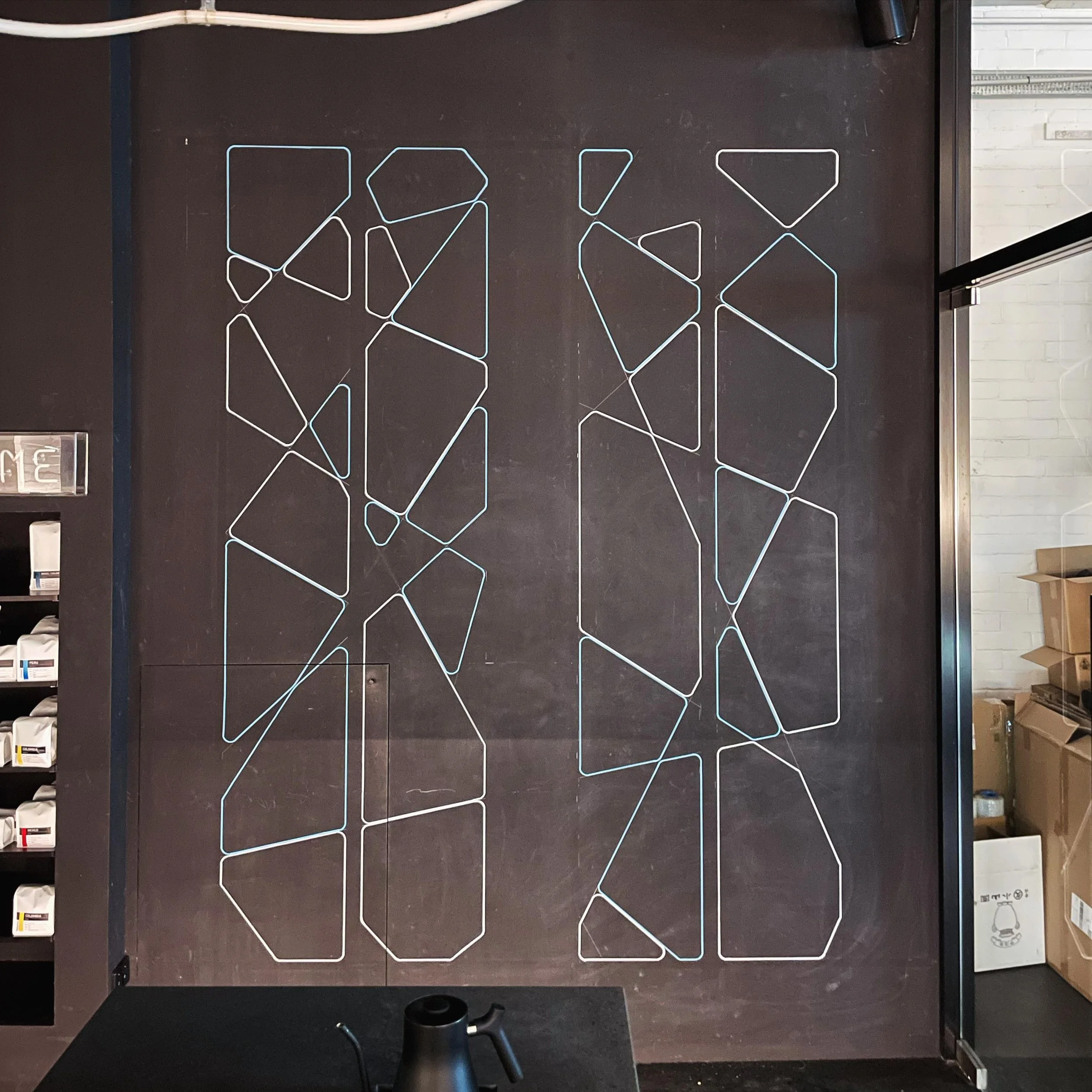 Light blue &amp; white pause sign for @fosterandblack.