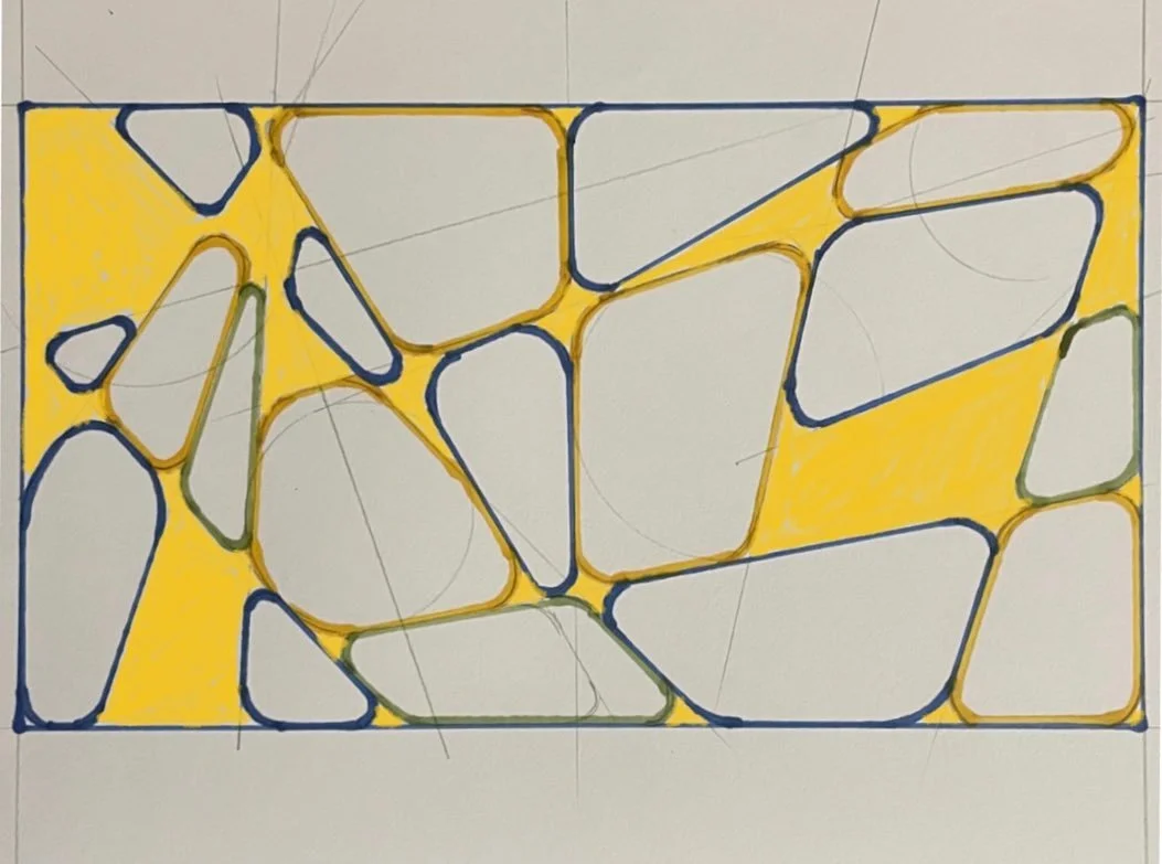 Landscape w the usual suspects 21 x 29cm ink on paper.