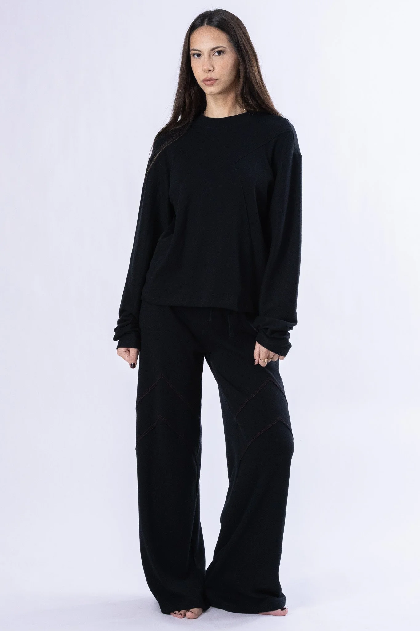 black organic cotton loose women's pants set 1.jpg