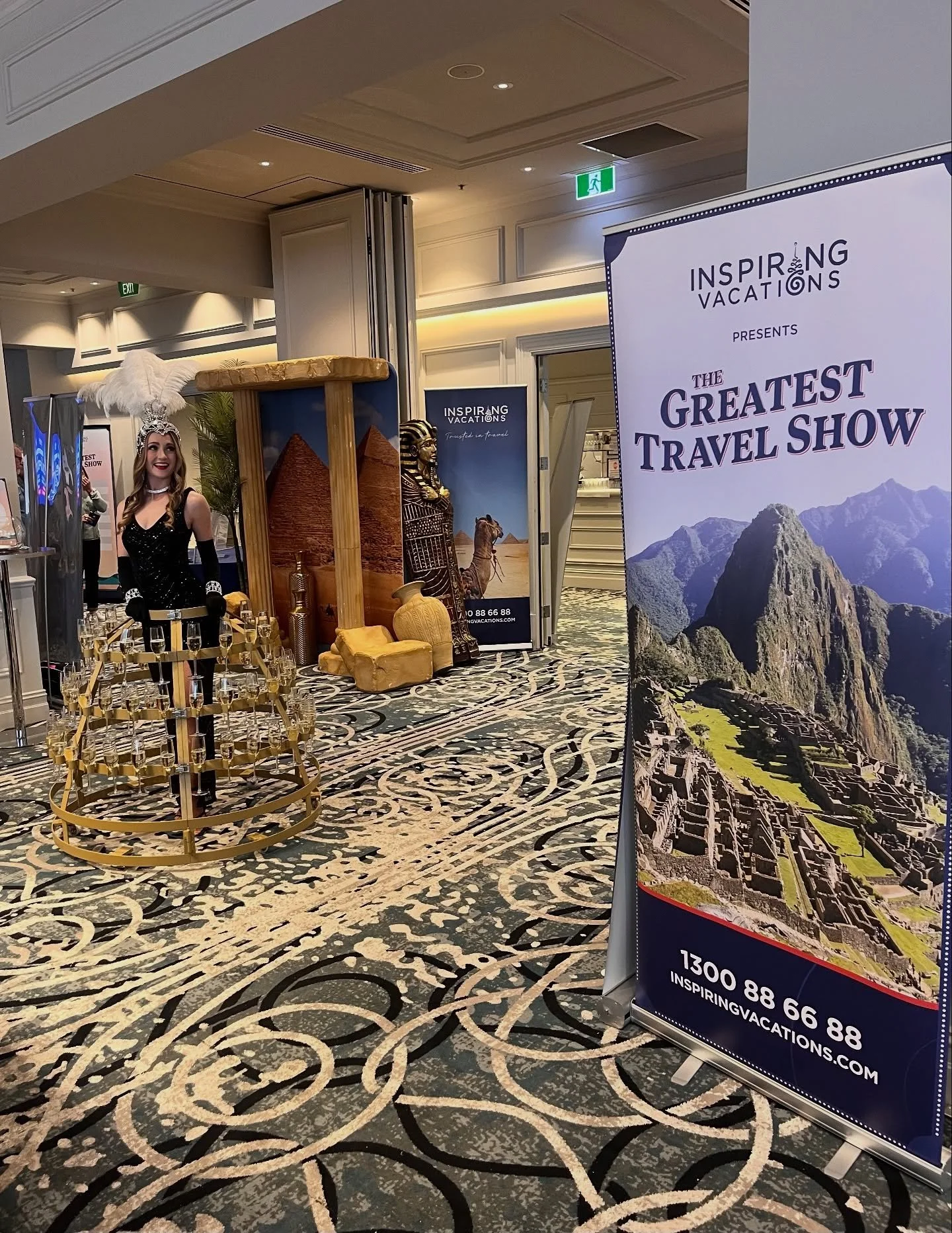 Had a ball at the @inspiringvacations &lsquo;The Greatest Travel Show&rsquo; at the @theplayford Adelaide over the weekend! ✈️🌎 Thank you @evie_entertainment for having us✨ #champagneskirt #champagneskirtadelaide #adelaidechampagneskirt