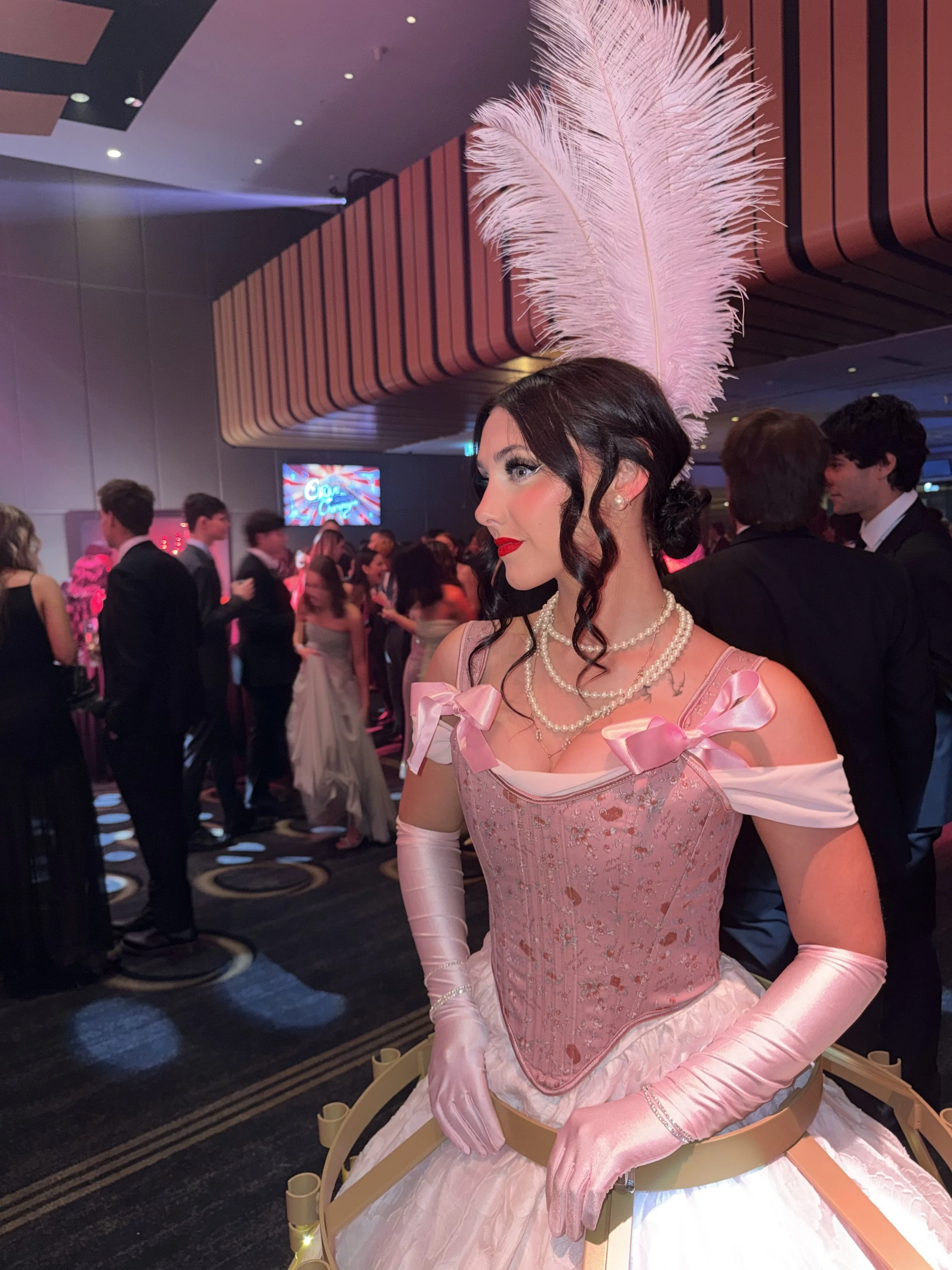 Pink corset costume champagne skirt