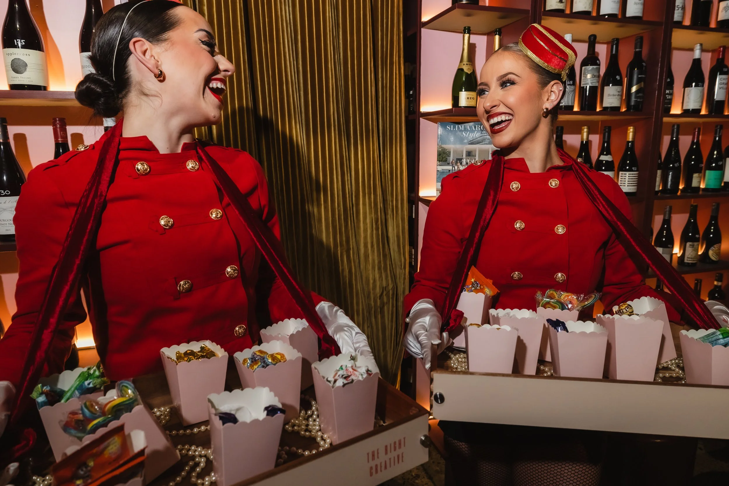 Candy girls serving candy