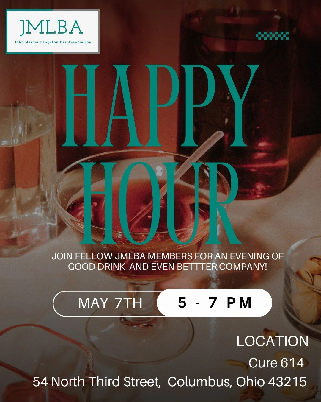 Don't forget - tonight is our Happy Hour at Cure 614 (54 North Third Street,  Columbus, Ohio 43215) starting at 5:00 pm!