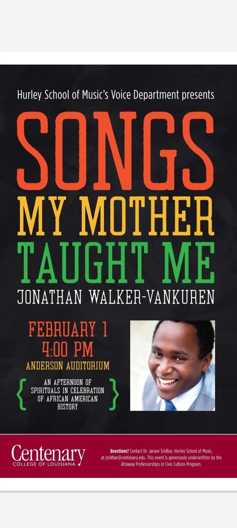 Centenary College Convocation Recital: Songs my mother taught me...