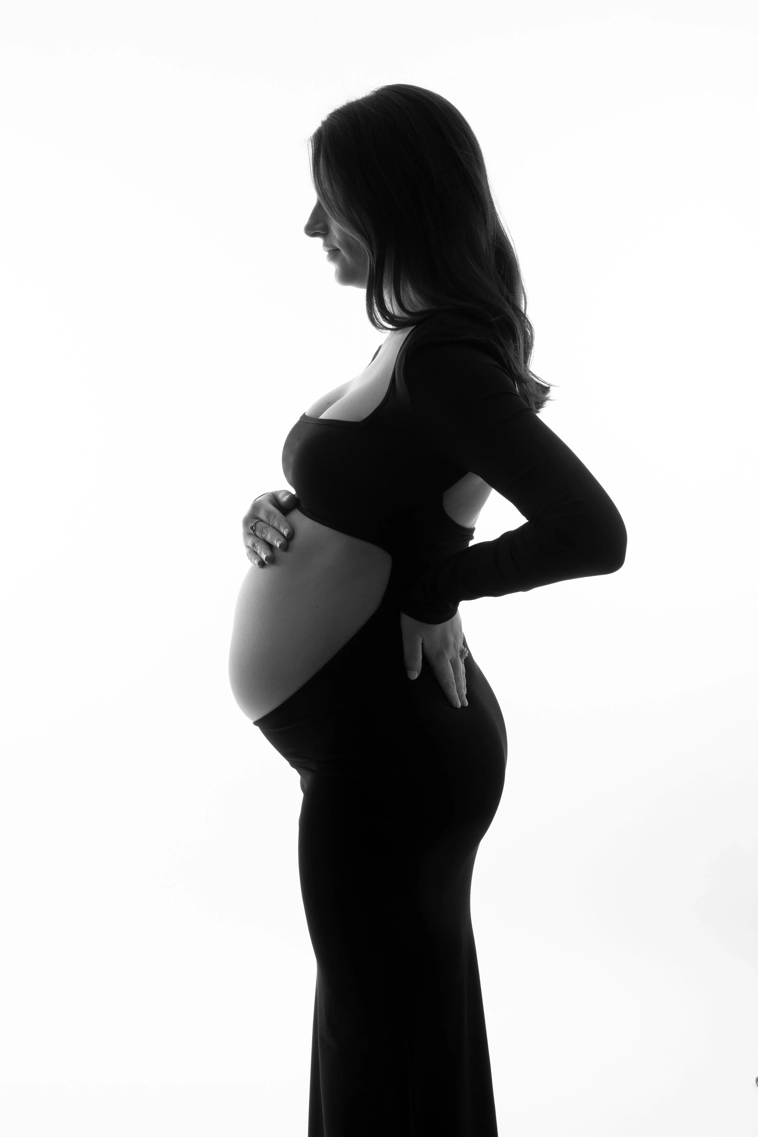Black and white studio maternity photography in New Jersey