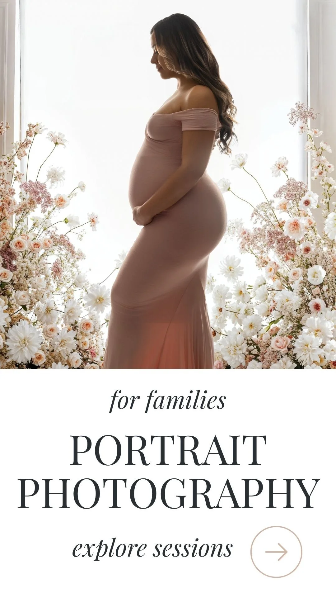 maternity session in floral backdrop