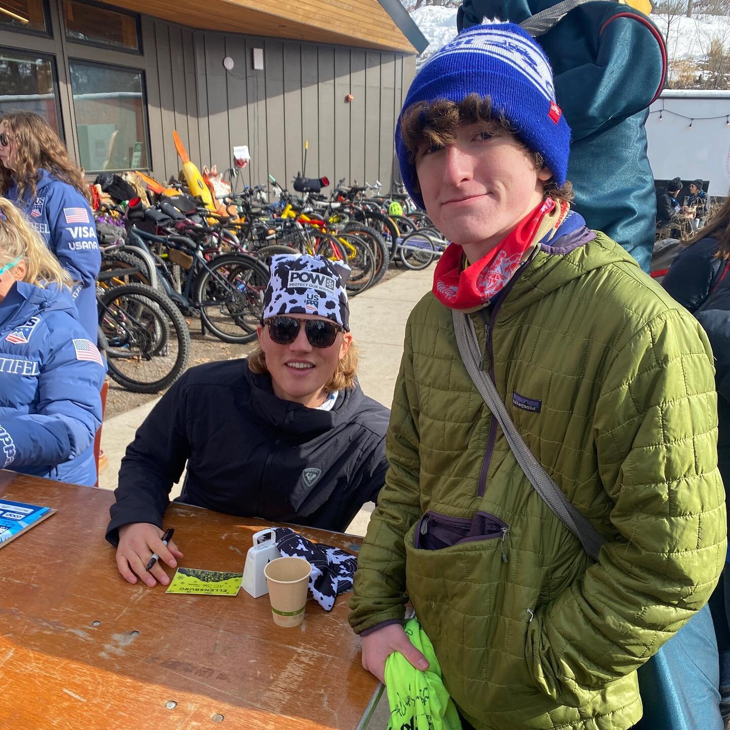 It may have taken 2 hours to get through the line but it was worth it. Meet many of US skiers and Elon got a picture with Gus Schumacher!