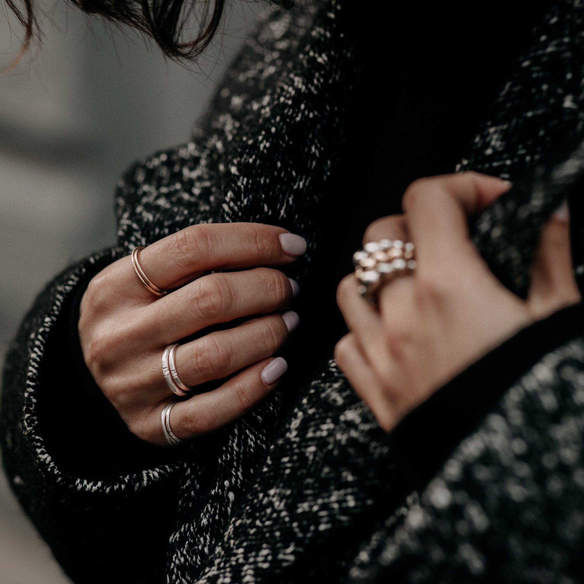 hands holding a sweater, Austrian jewellery, Katie, G. Jewellery