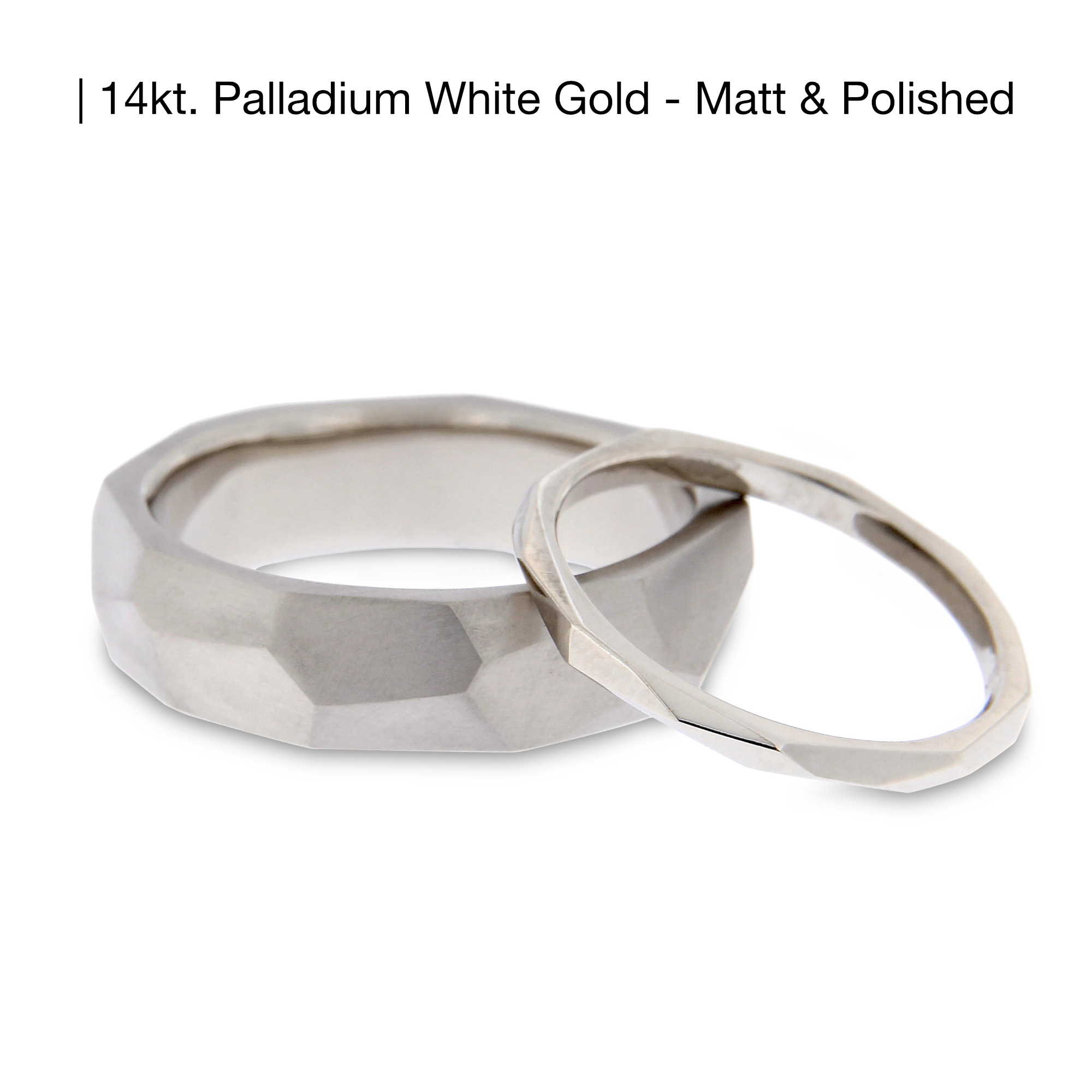 14 kt palladium white gold, matt and polished, diamonds, Katie G.  Jewellery