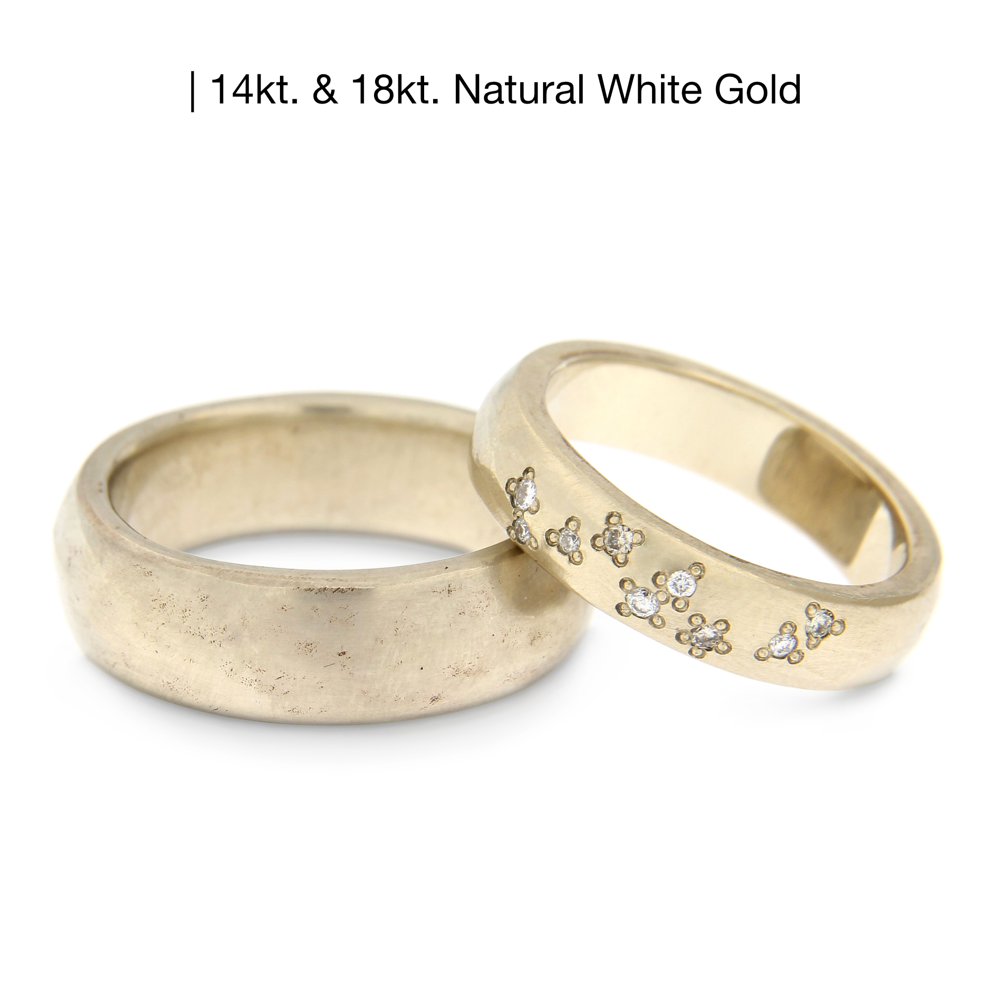 14 kt natural white gold, diamonds, Katie G.  Jewellery