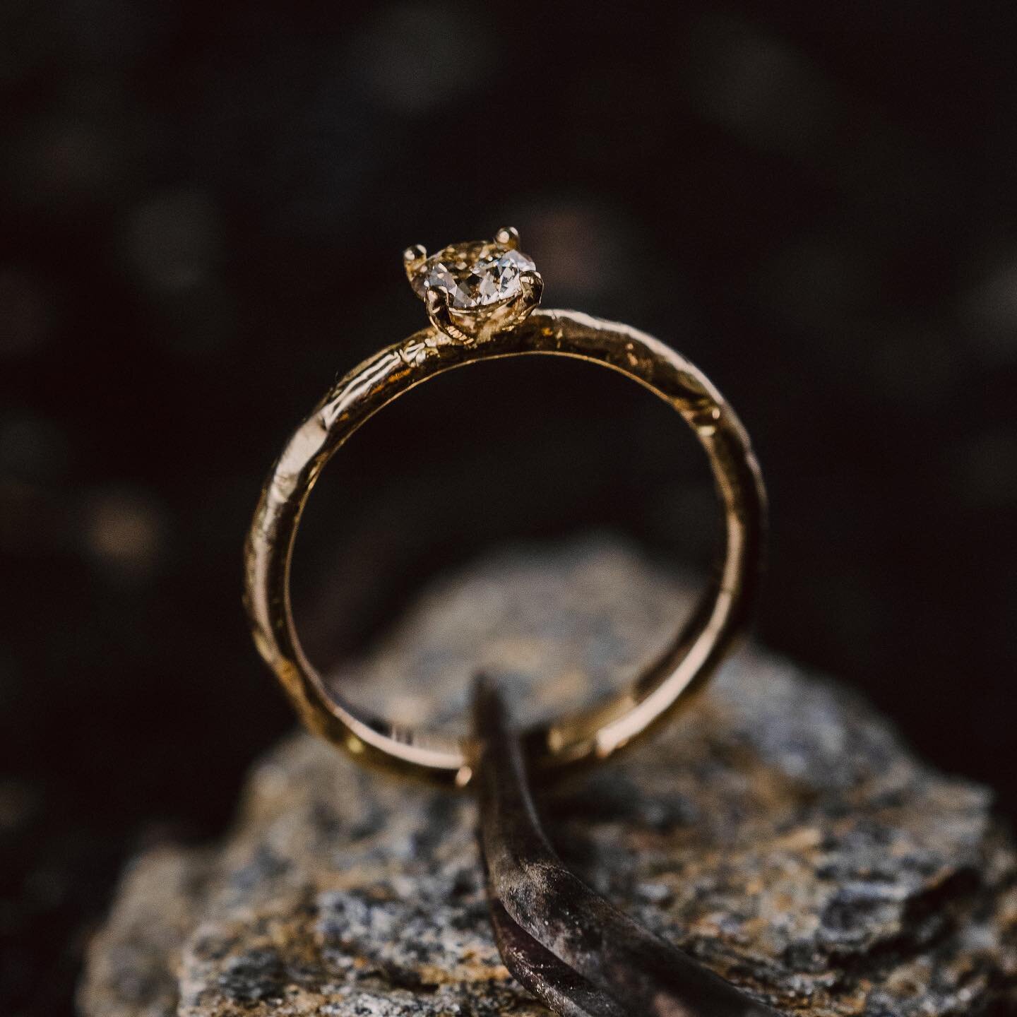 The Katie g. Organic Solitaire &ndash; the unique surface texture is shaped using fire and it provides a beautifully irregular contrast to the perfect diamond. Did you know that all our engagement rings are 3D printed, cast out of one piece and then 