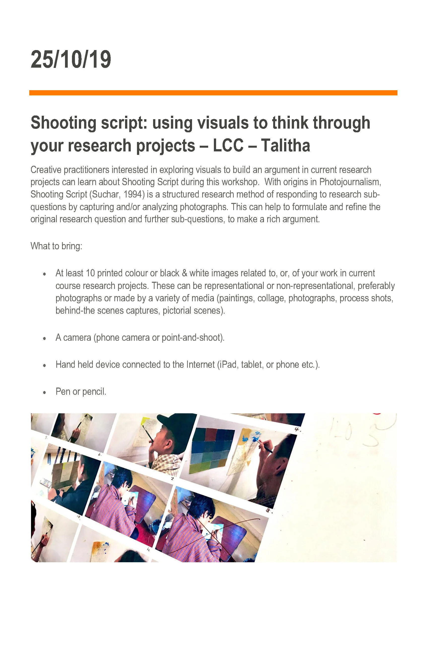 19/10/25 - shooting script - LCC - Talitha