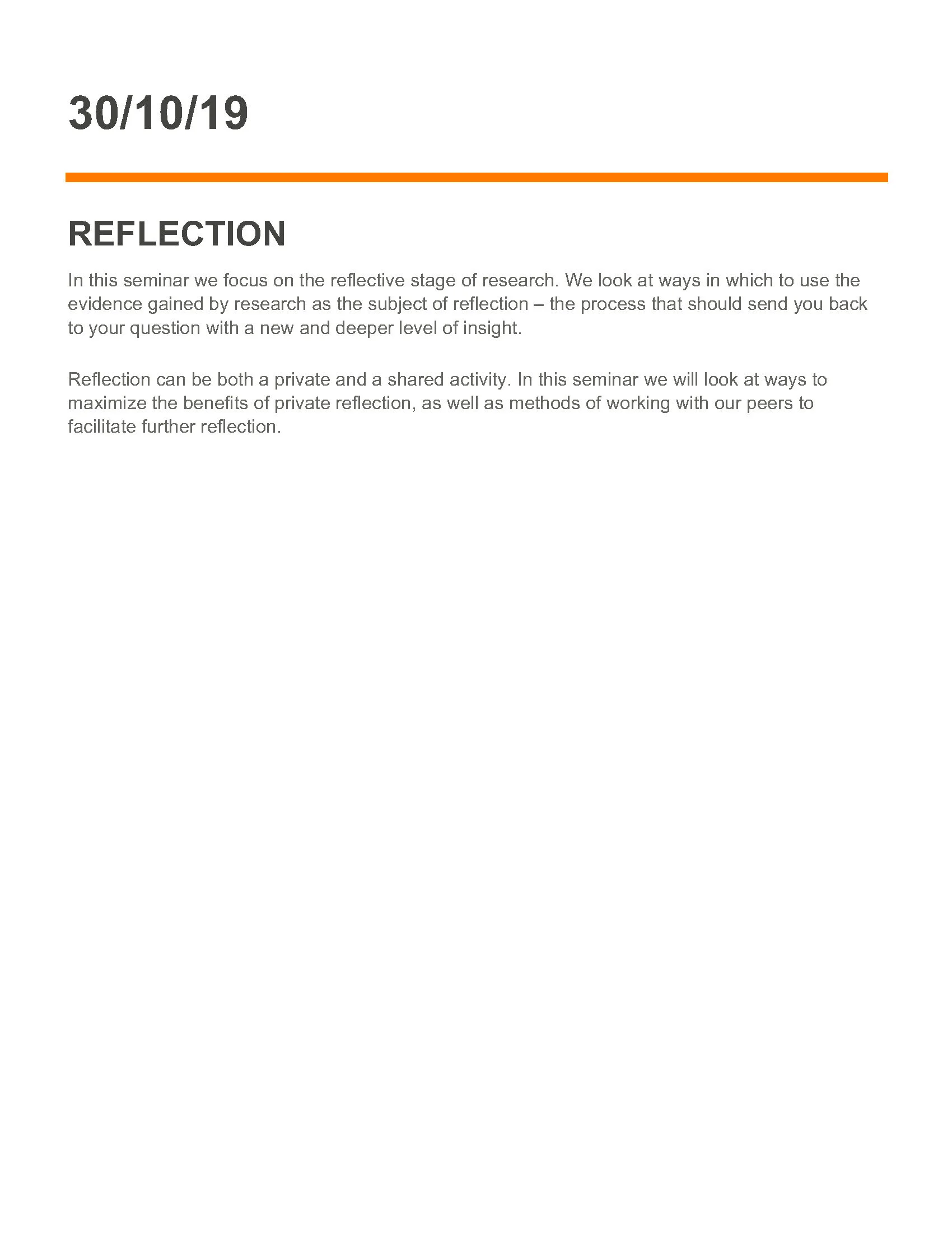 19/10/30 - Week 5 AICI - Reflection