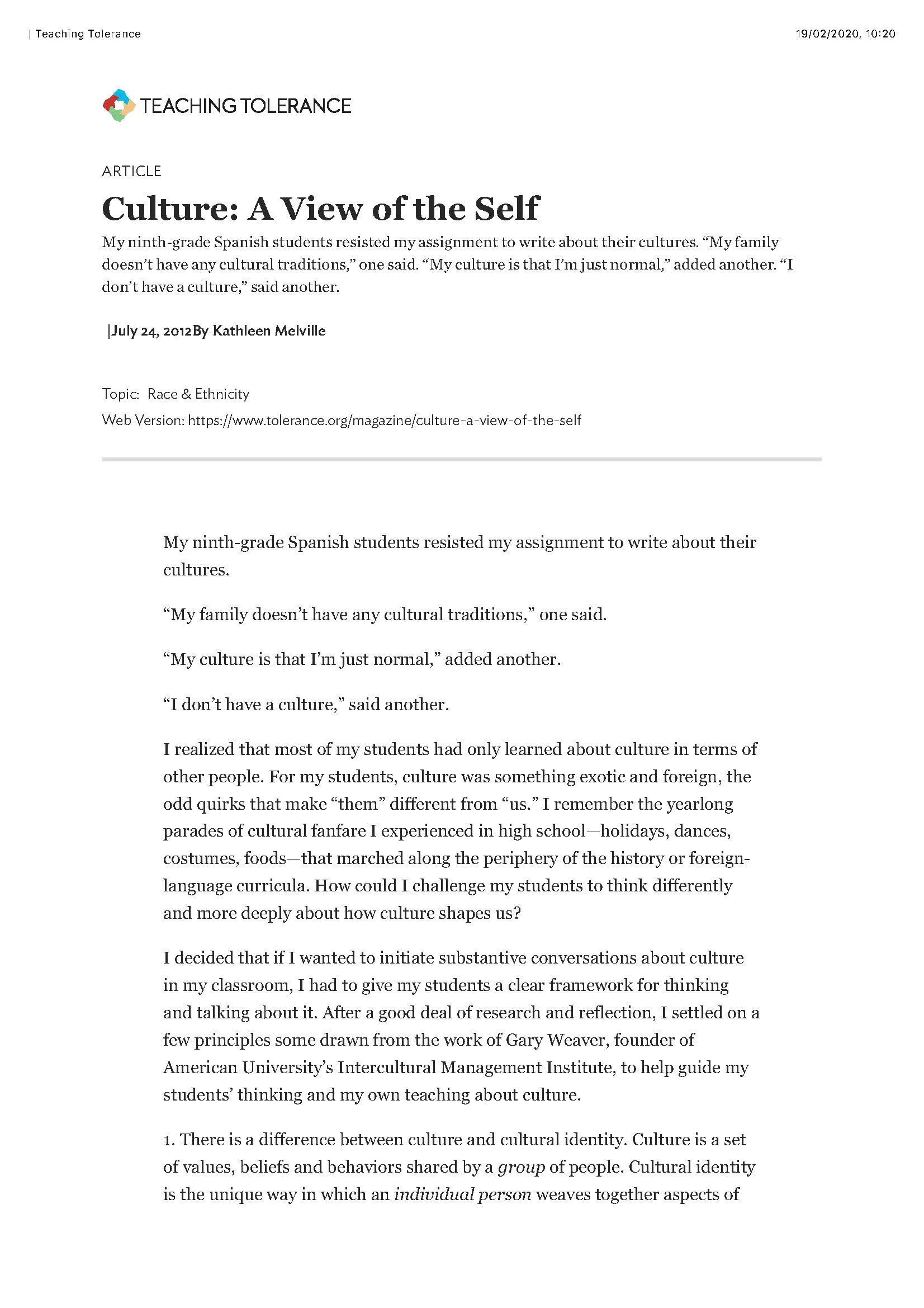 “My family doesn’t have any cultural traditions,”