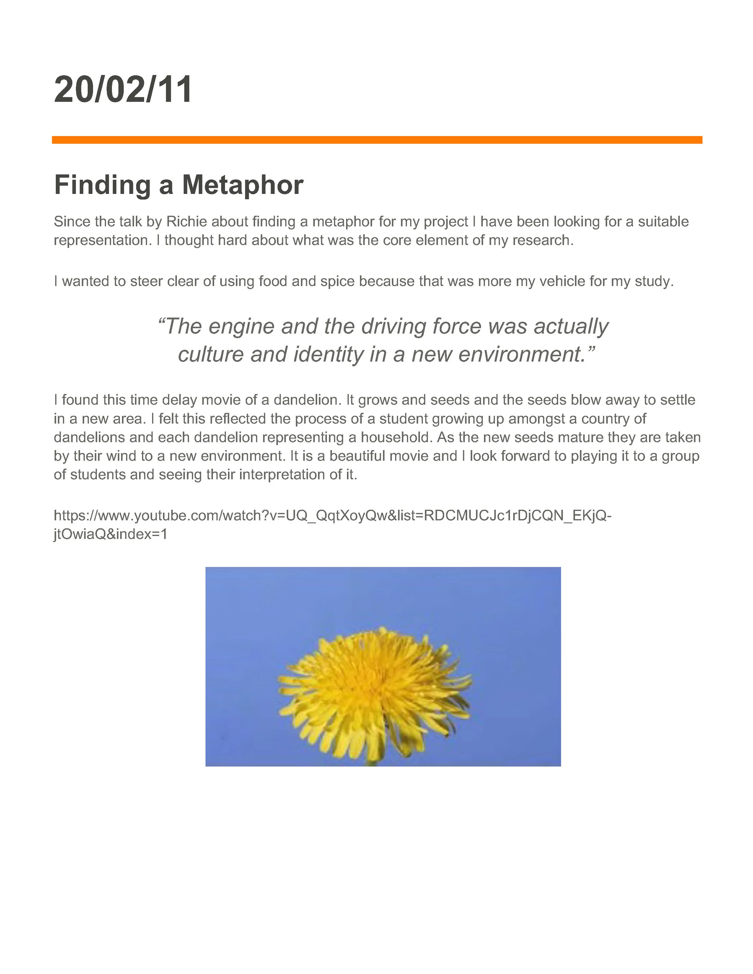 20/02/11 - Dandelion Movie Metaphor