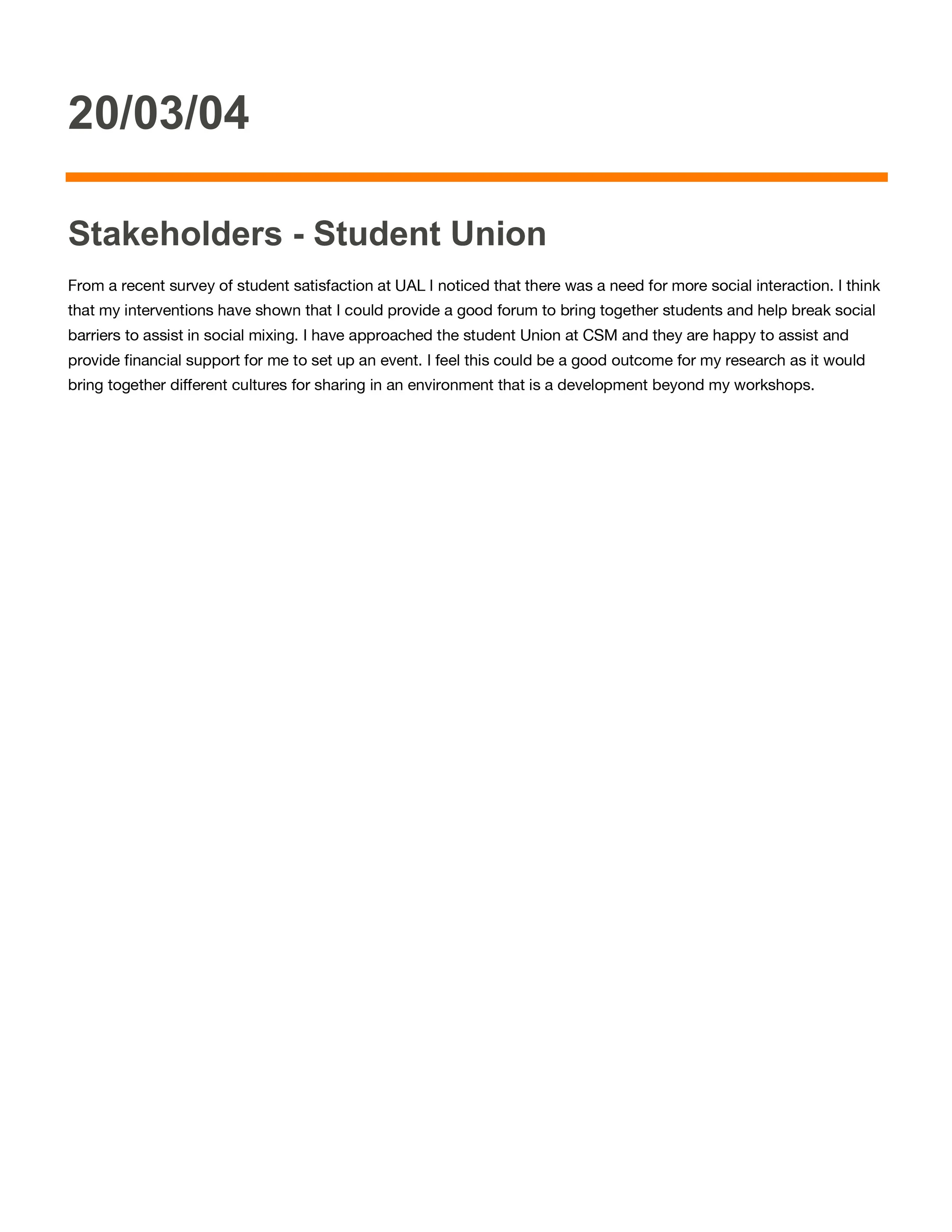 20/03/04 - STAKEHOLDERS - Student Union