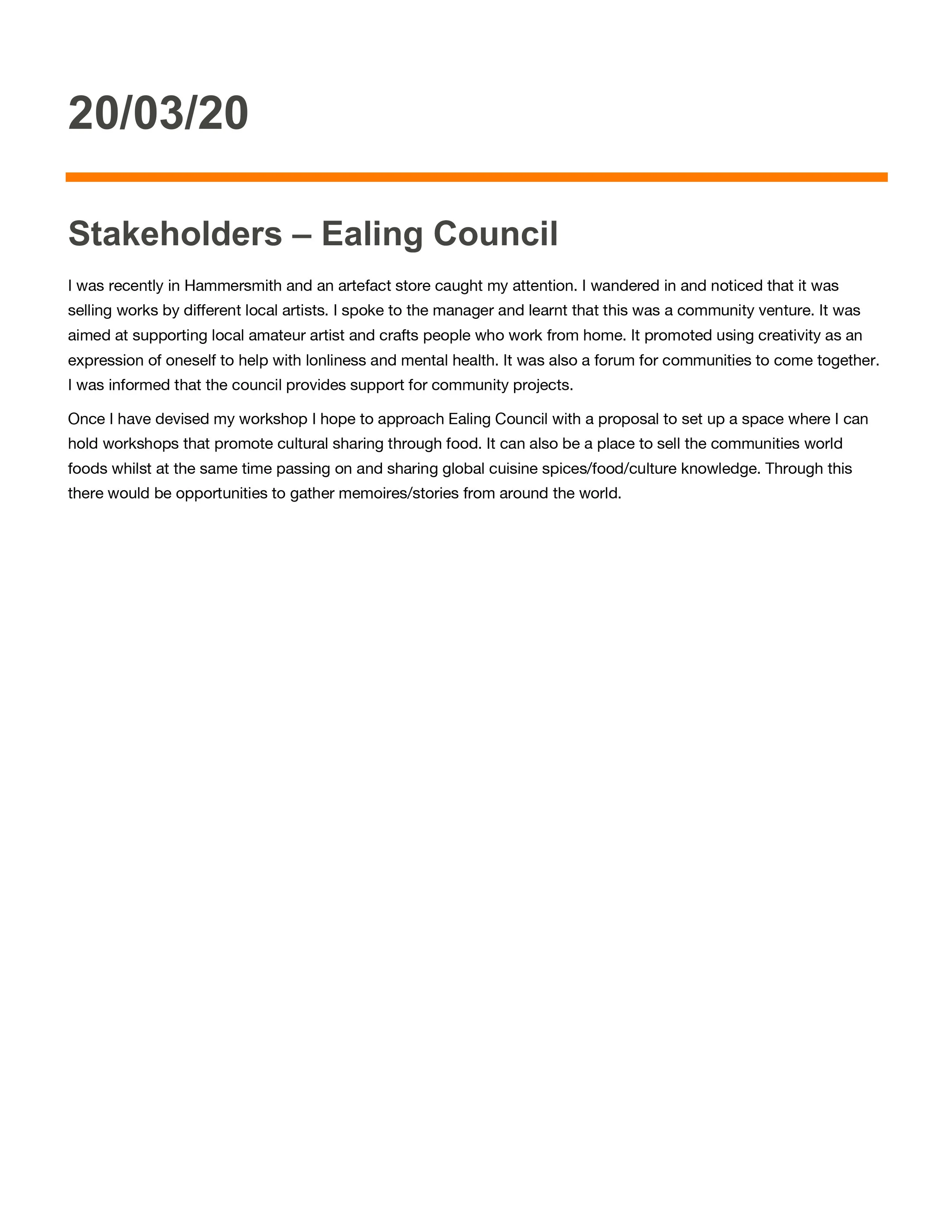 20/03/20 - STAKEHOLDERS - Ealing Council