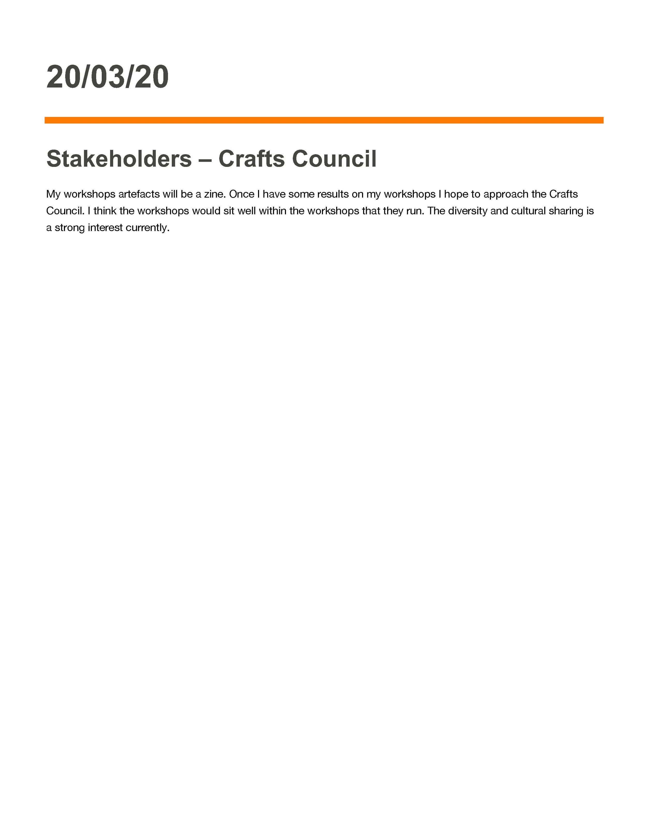 20/03/31 - STAKEHOLDERS - Crafts Council