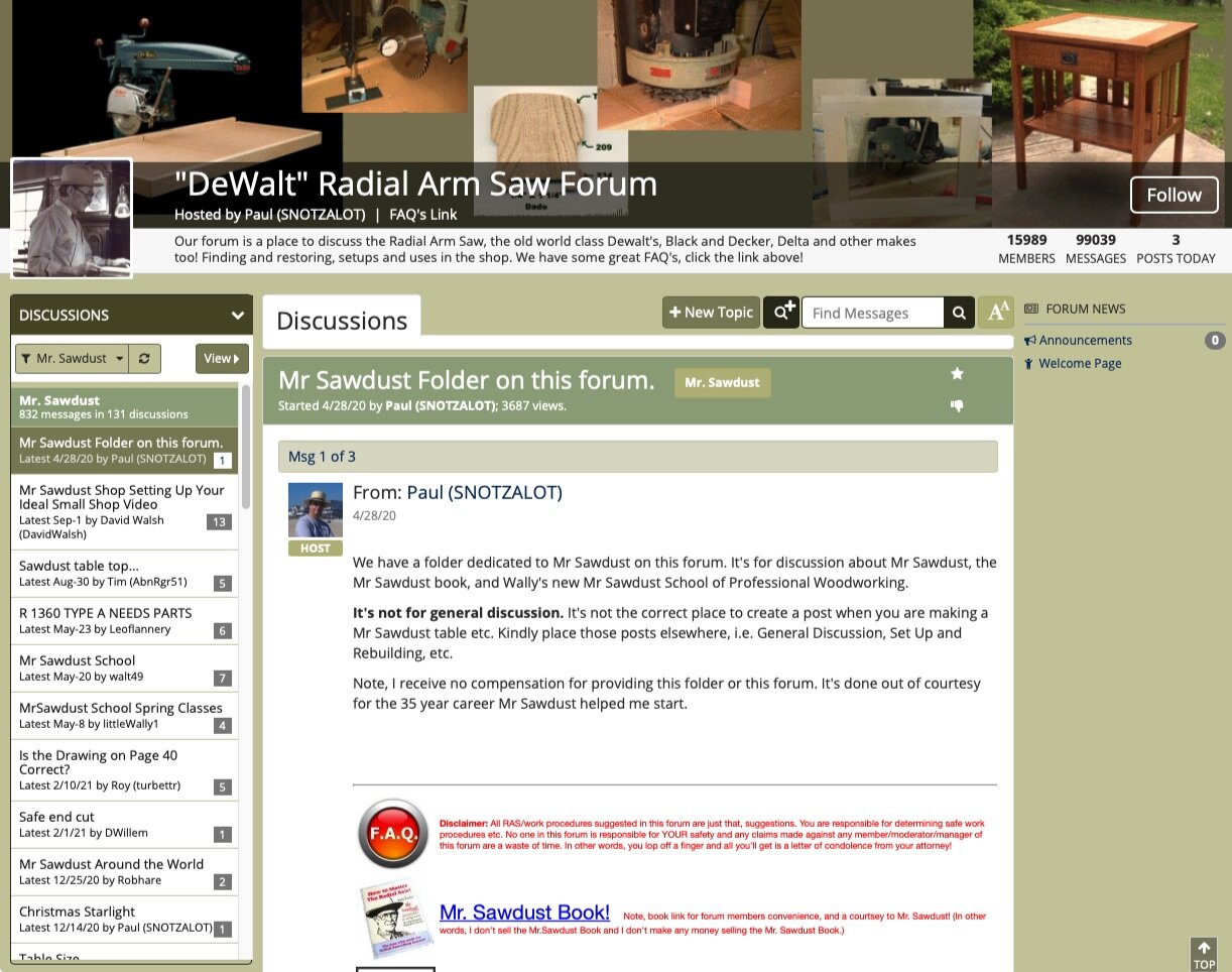 The DeWalt Radial Arm Saw Forum