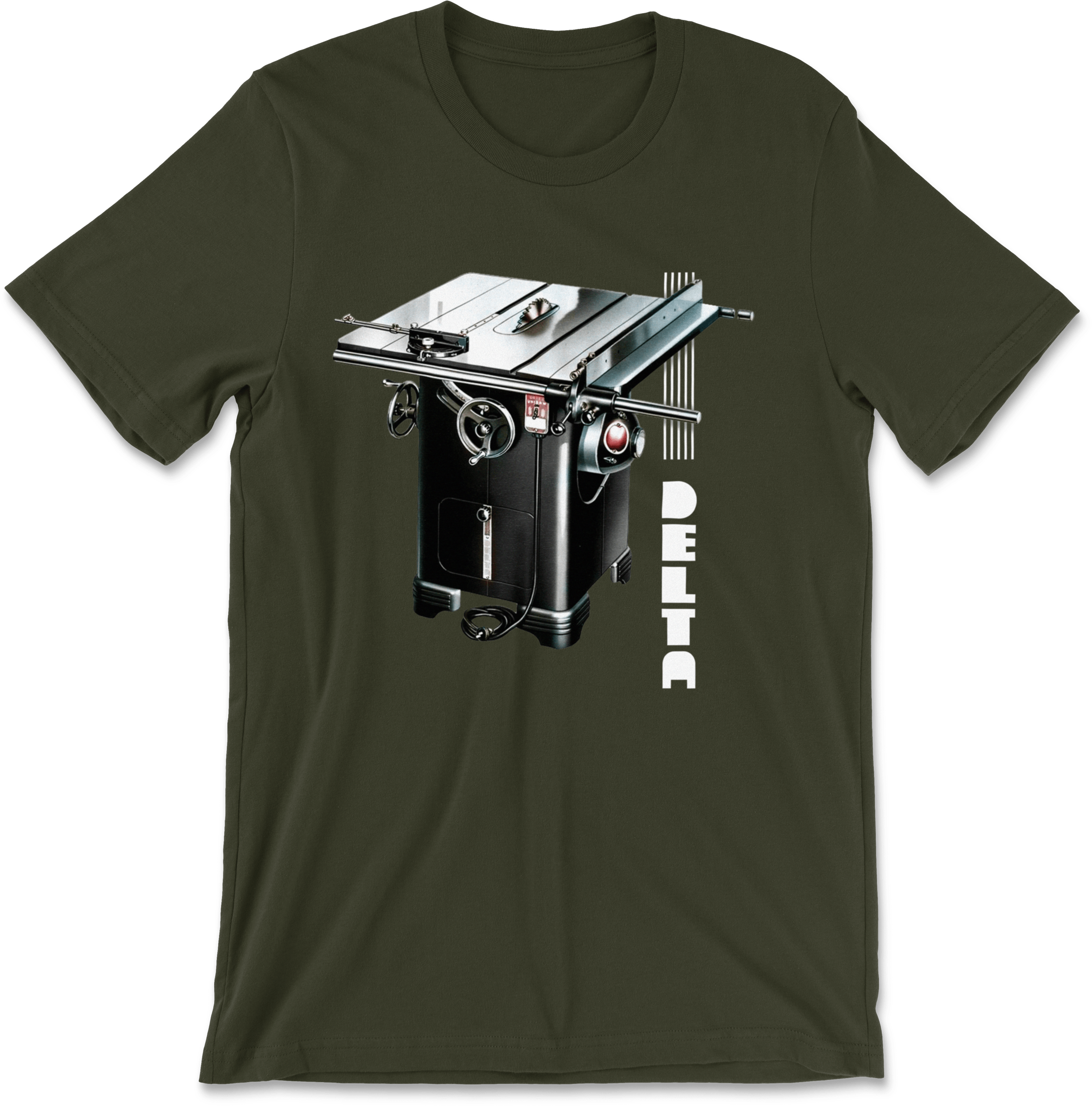Unisaw-–-Perspective-Art-–-Brooks-Stevens Shirt_Front__Dark Olive.png