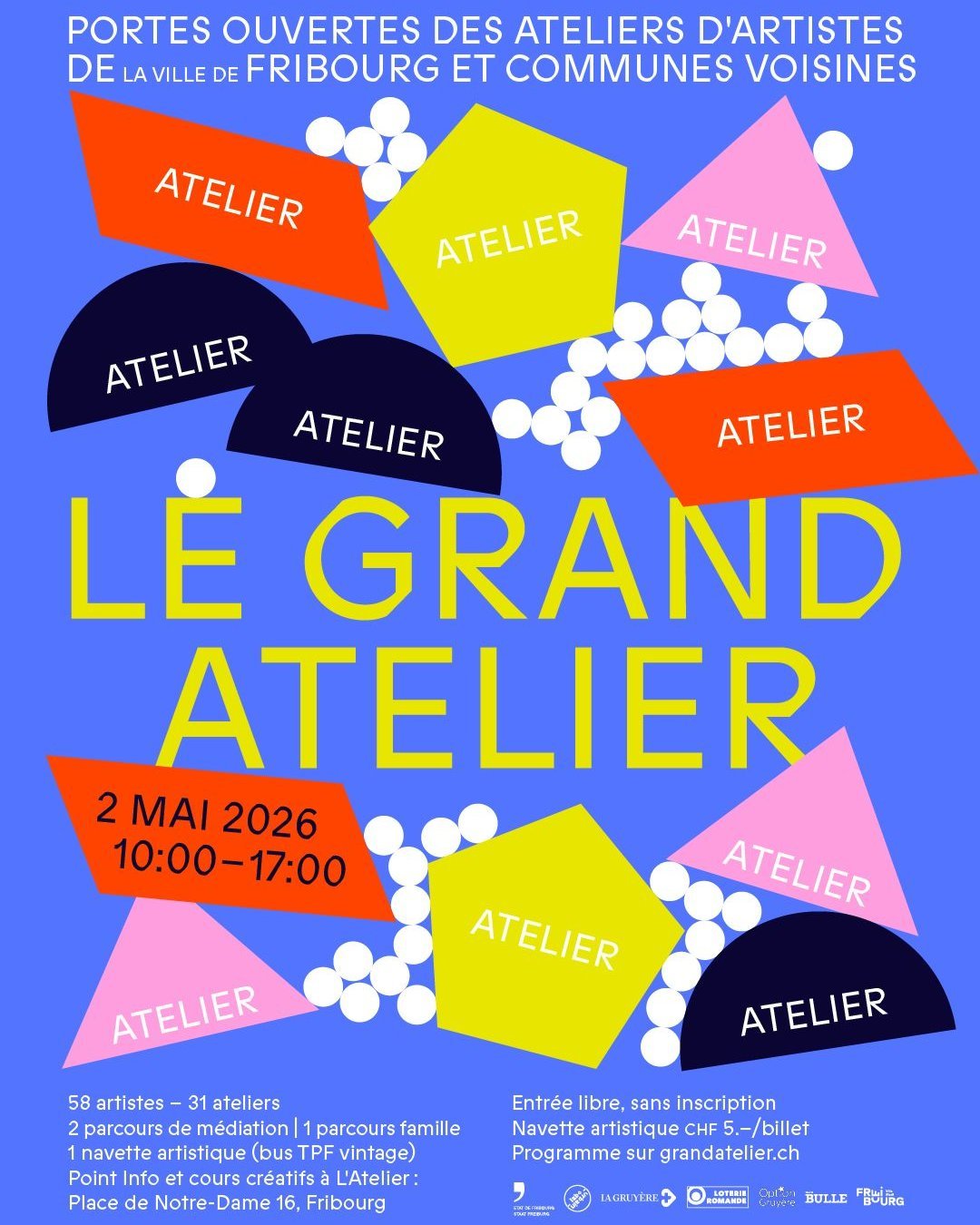 🏘️ On participe au Grand Atelier !

Le samedi 2 mai prochain, cinq d&rsquo;entre nous participeront au Grand Atelier, la Journ&eacute;e portes ouvertes des Ateliers fribourgeois :

🦉 Sophie Wietlisbach est graphiste et dessinatrice de caract&egrave