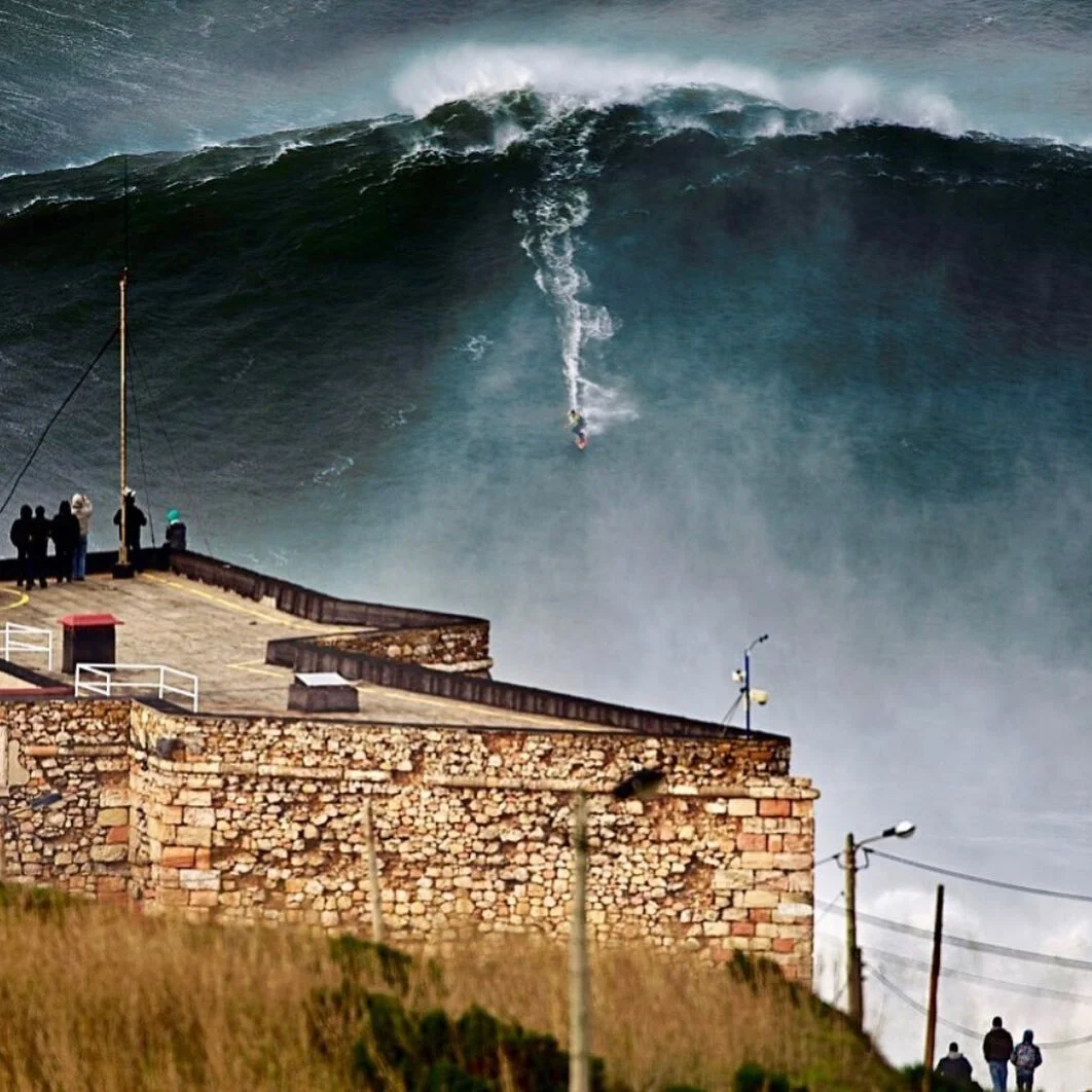 30 mins from @farmhouse.portugal is Nazare, home to one of the largest waves in the world.  Currently watching @100footwave on @hbomax 🏄&zwj;♀️. Missing Portugal but we will be back soon! Come and visit this amazing part of the world. For bookings ?