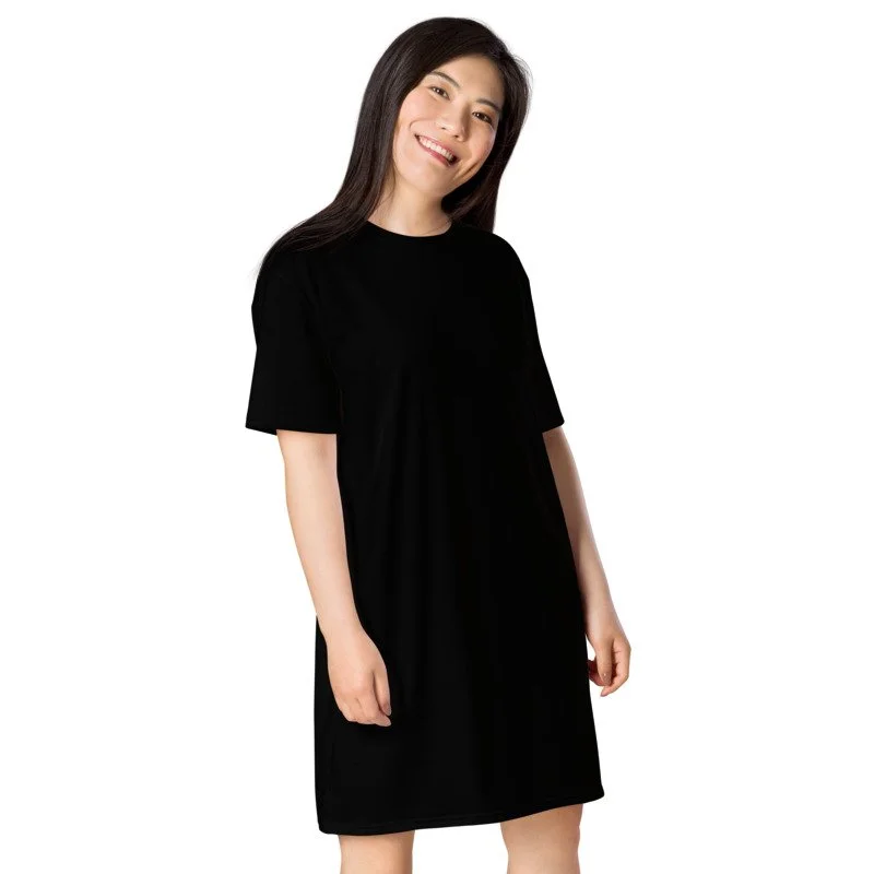 black oversized t shirt dress Black Silky Satin Slip Dress main image 1