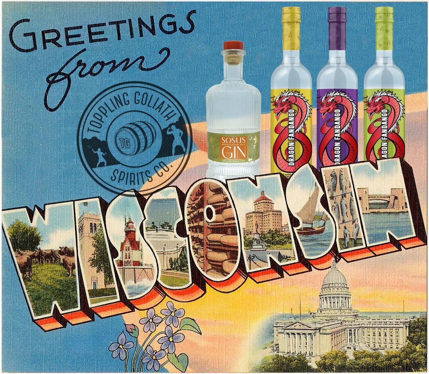 We're here, Wisconsin! 

@Topplingspirits Dragon Fandango Vodka &amp; Sosus Gin are now available in Wisconsin! These are guaranteed to be your new favorite addition to all your summer cocktails!🍹 🍸