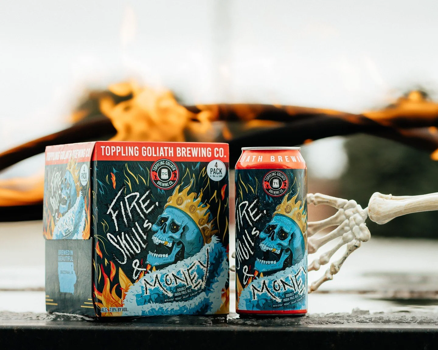 Fire, Skulls &amp; Money is sooo back. 🔥 💀 💰 

A rich DIPA for those with wanderlust in their heart and fire in their eyes. Join our Citra, Mosaic, Galaxy and Nelson hops on a journey to the bottom of your glass.

Sent to 15+ States!