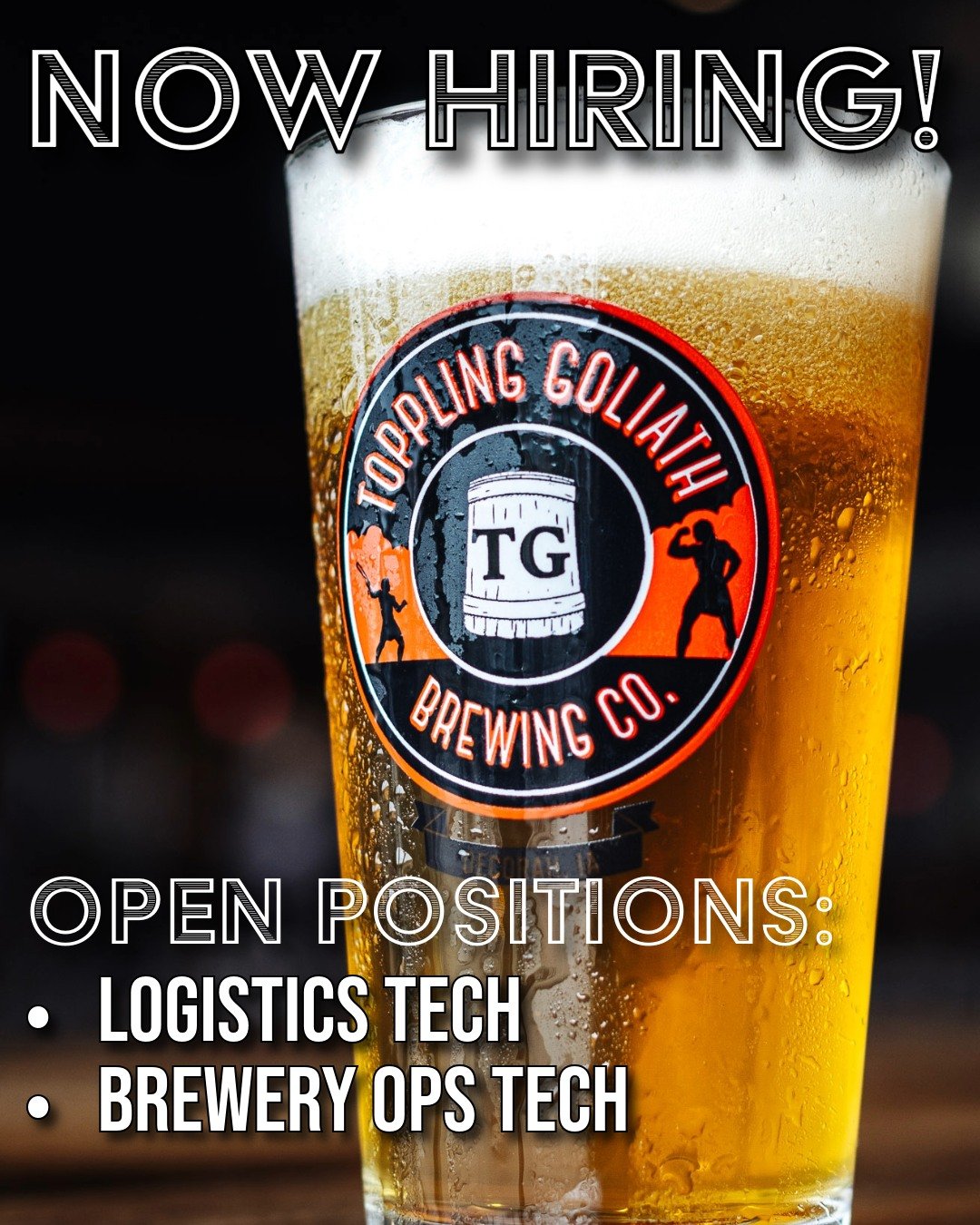 Come and be a part of our team! If you enjoy craft beer, have a good attention to detail and love being part of a team that takes pride in producing world-class beer, TG might be the place for you! We have the following career opportunities available