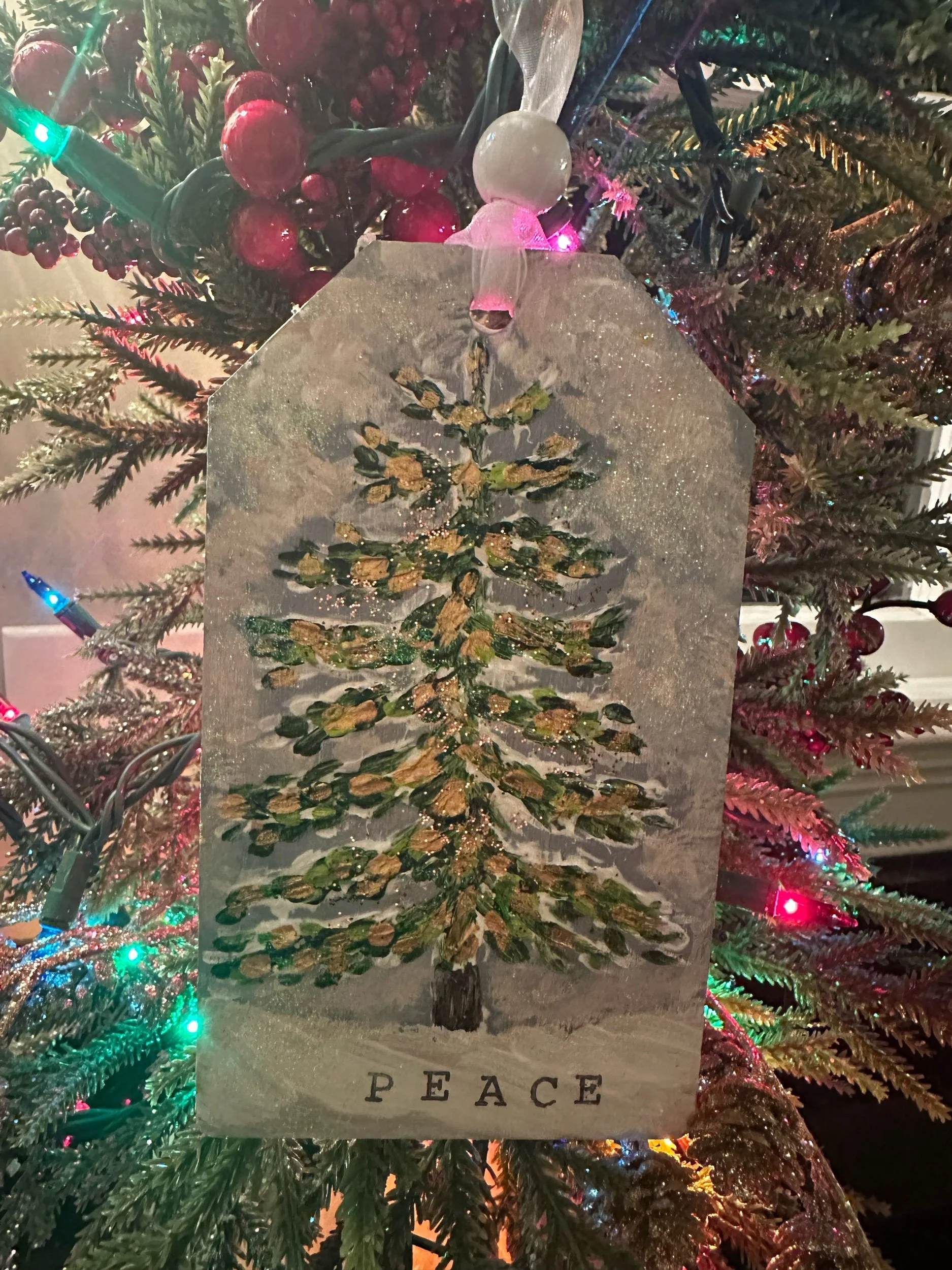 Peace (Green) Tree Ornament Tag