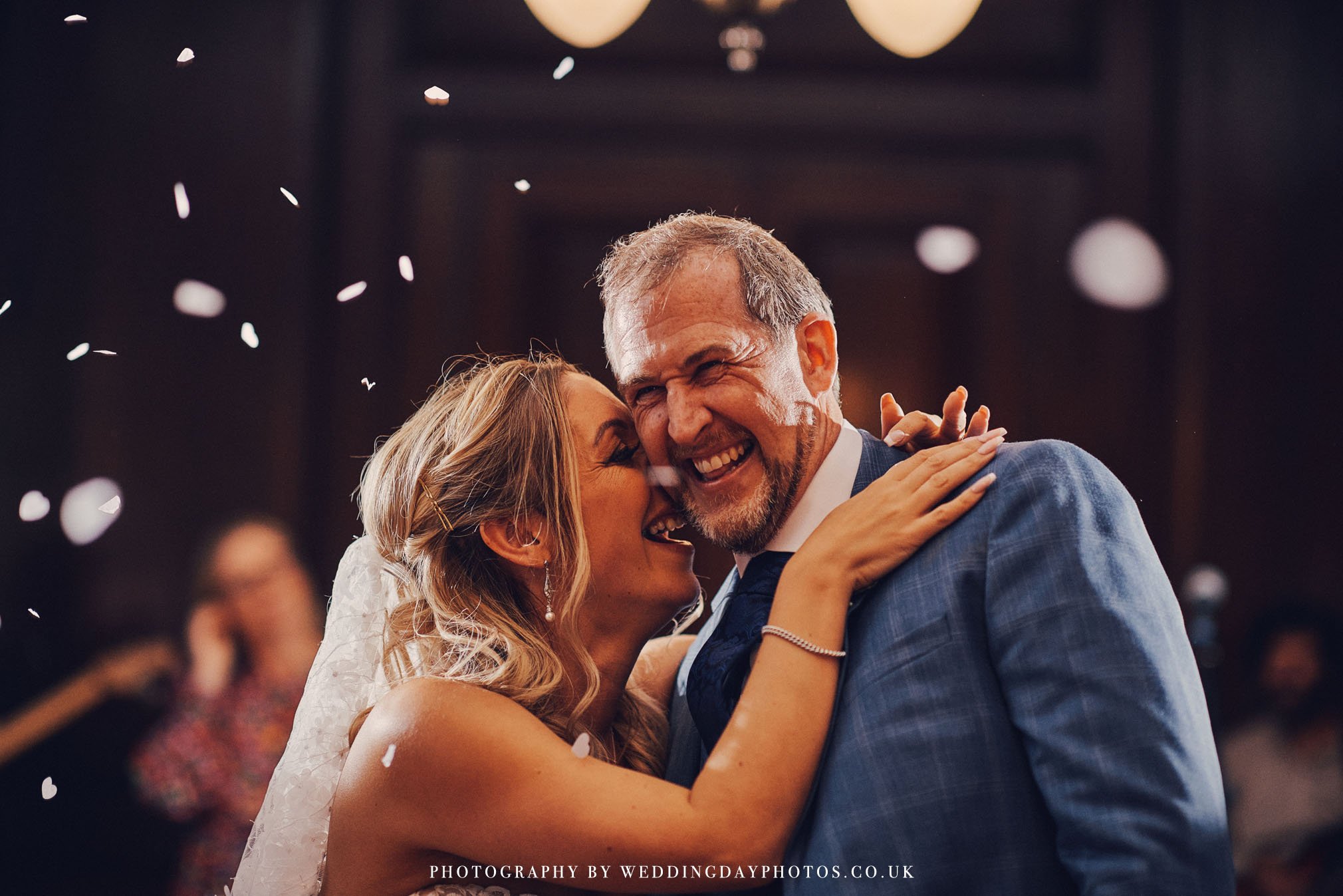 cute picture of wedding couple during their first wedding dance at manchester hall