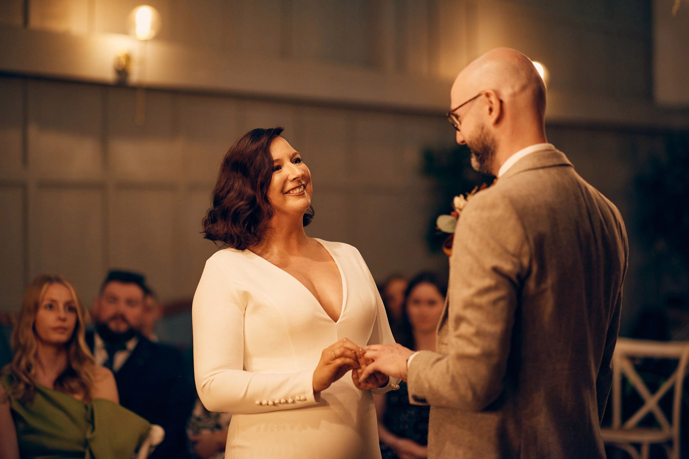 bride and groom during ceremony at Larkspur Lodge