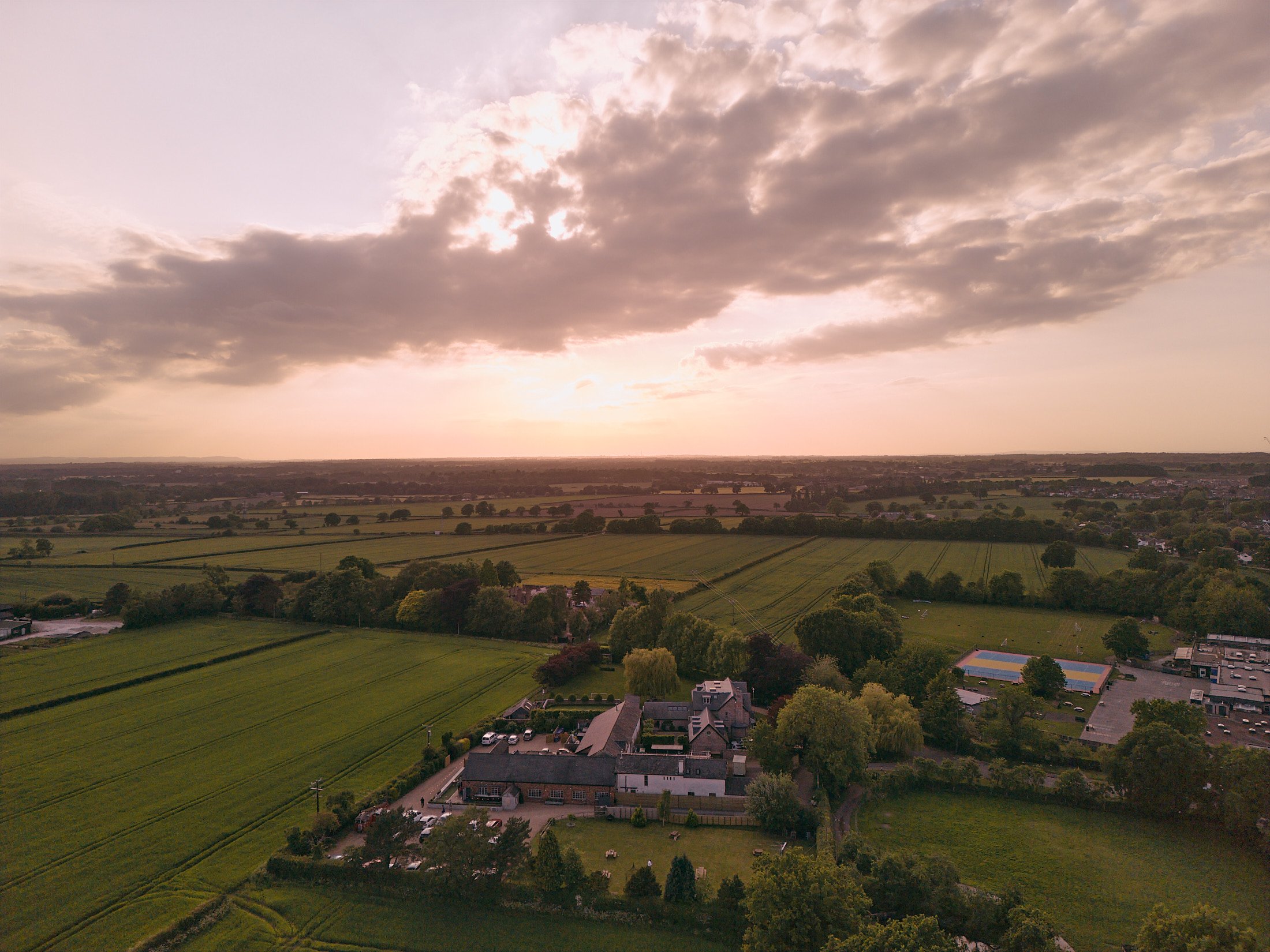 sunset over Larkspur Lodge