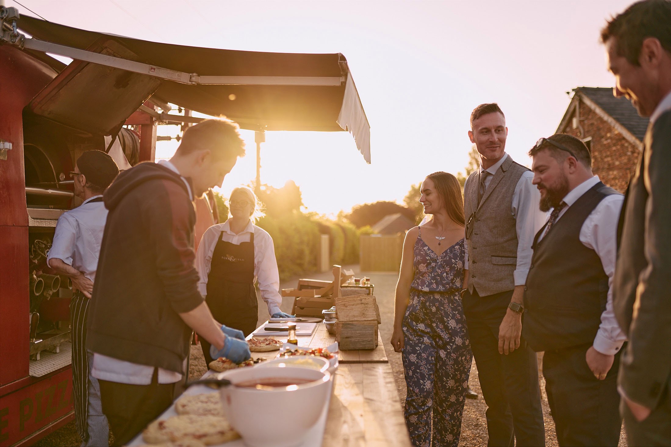 guests waiting for pizza at Larkspur Lodge