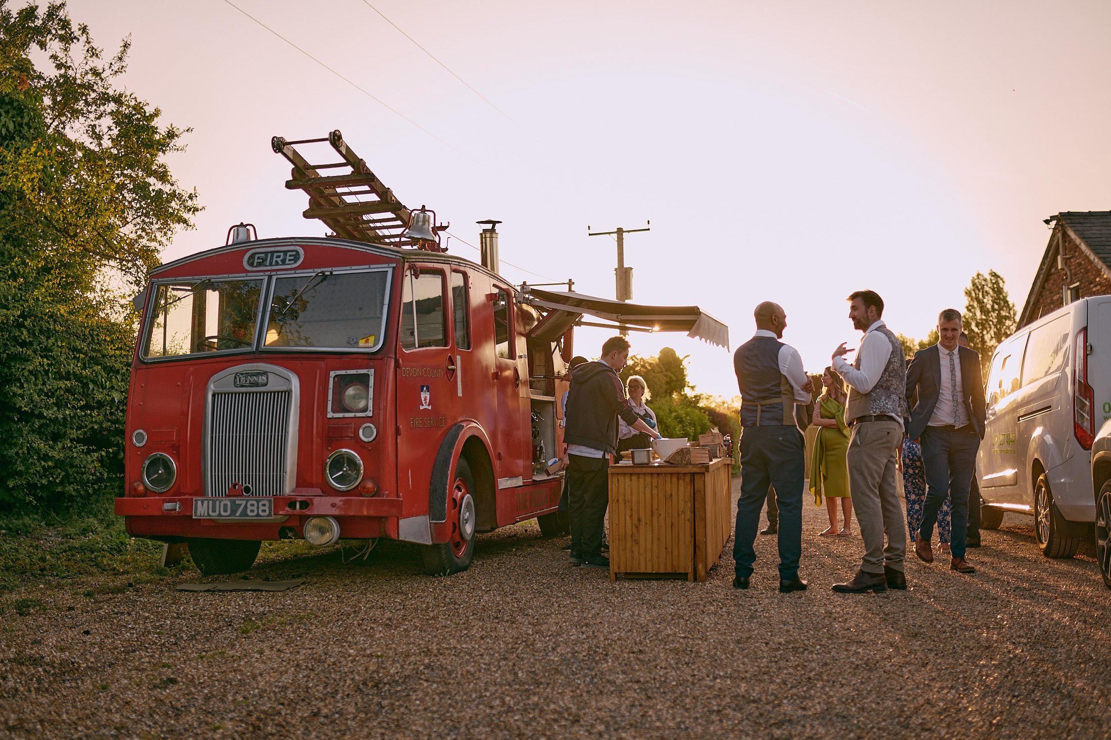 firetruck pizza oven at Larkspur Lodge