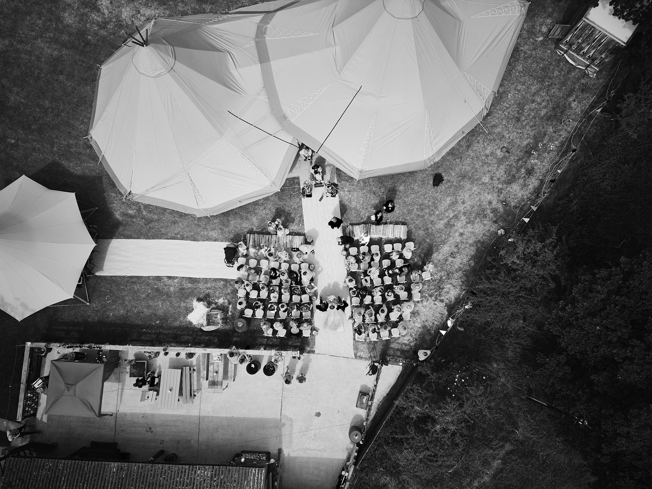 festival theme wedding ceremony captured by drone