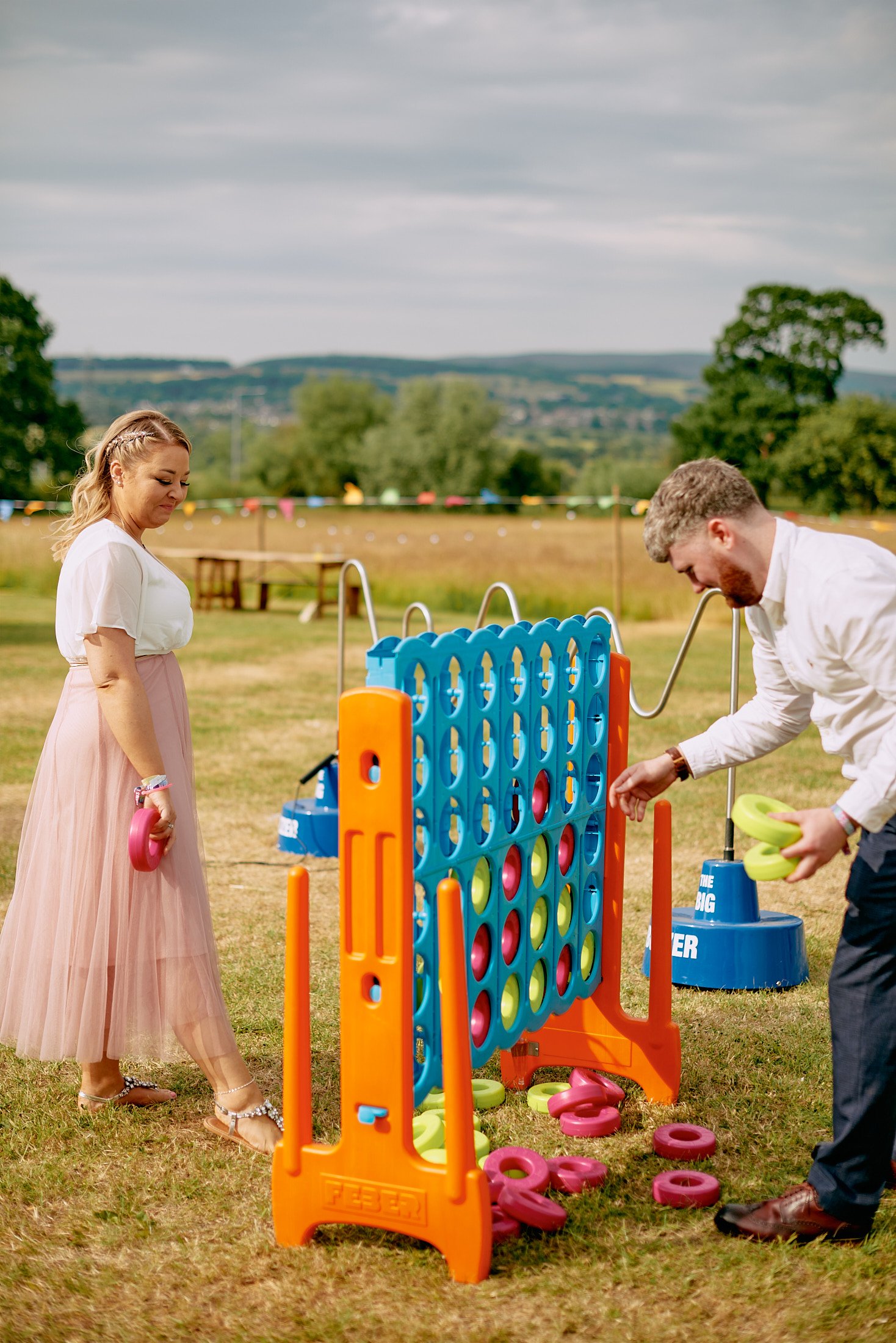 giant connect 4 at festival theme wedding
