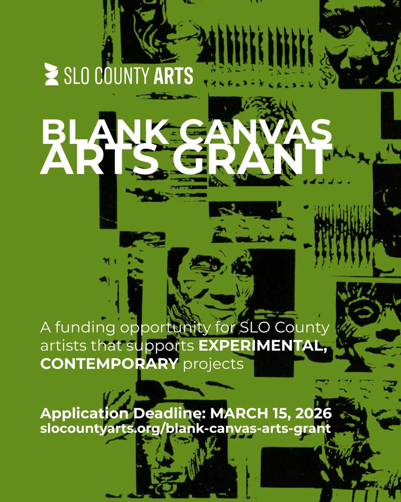 The SLO County Arts Council, with the generous support of Elizabeth Lamont Johnson, is pleased to announce the inaugural Blank Canvas Arts Grant!
This grant is dedicated to fostering bold, experimental work by emerging and mid-career artists in San