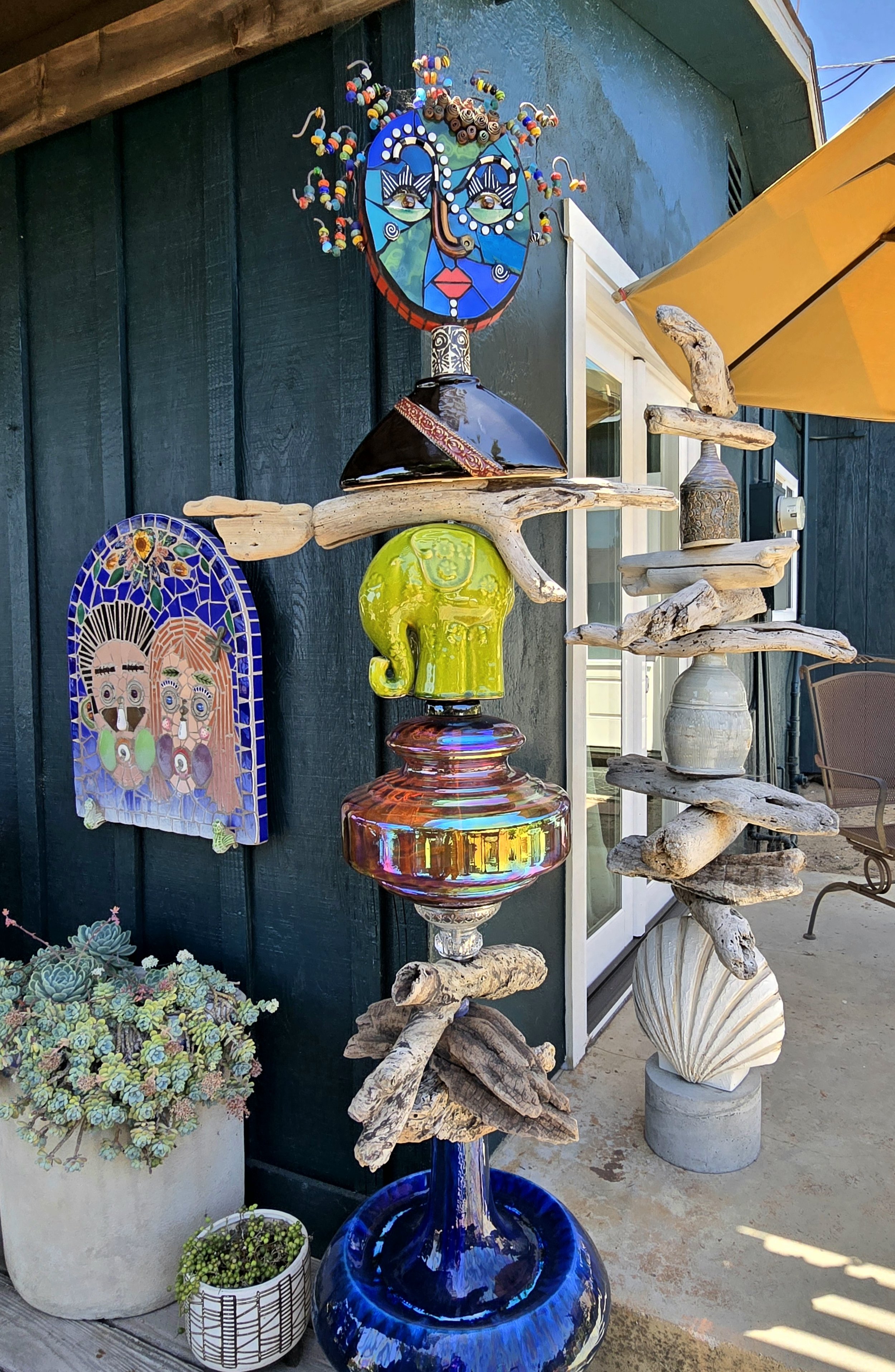 Sculptural Lamp Stack with Mosaic