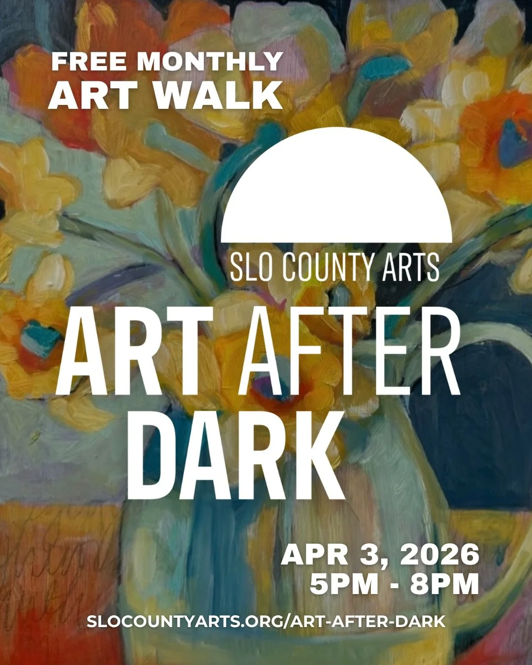 Launch into spring with an evening of creativity! Art After Dark is taking place this Friday, April 3rd from 5pm to 8pm across San Luis Obispo. Experience group exhibitions, new solo shows, live music and more at the 19 participating venues on the Ap