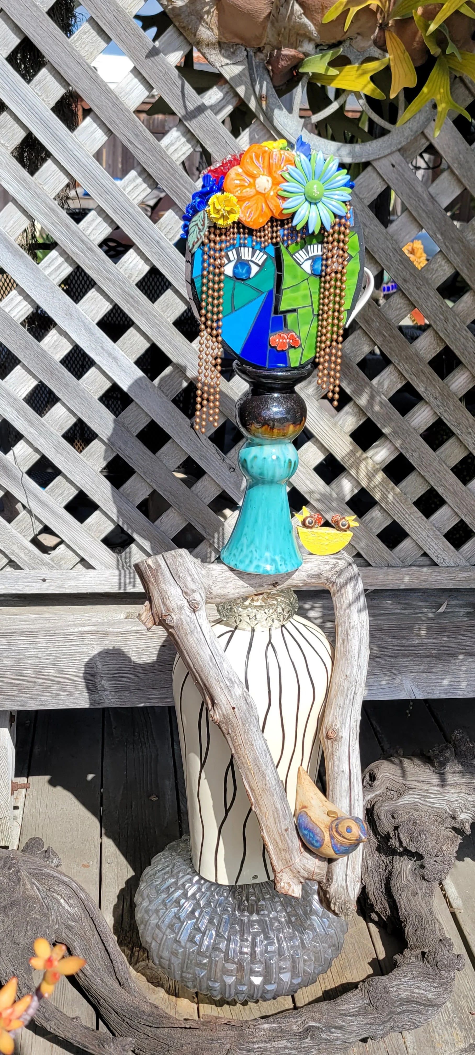 Sculptural Lamp Stack with Mosaic