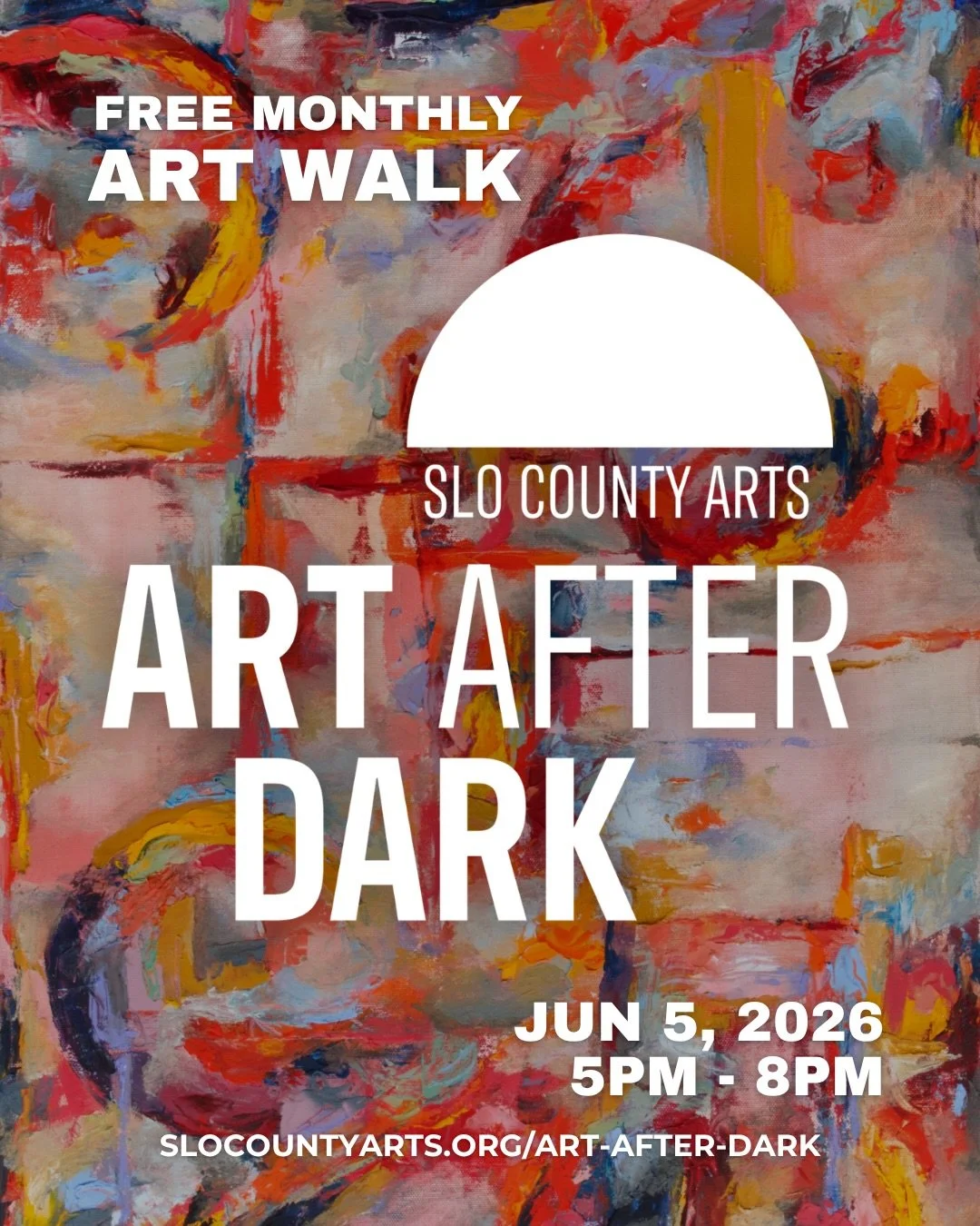 This Friday, June 5th Art After Dark is back from 5pm to 8pm! There are 23 venues across San Luis Obispo where you can explore new exhibitions, drink specials, live music, and more!

Visit slocountyarts.org/art-after-dark-slo to view the full list of