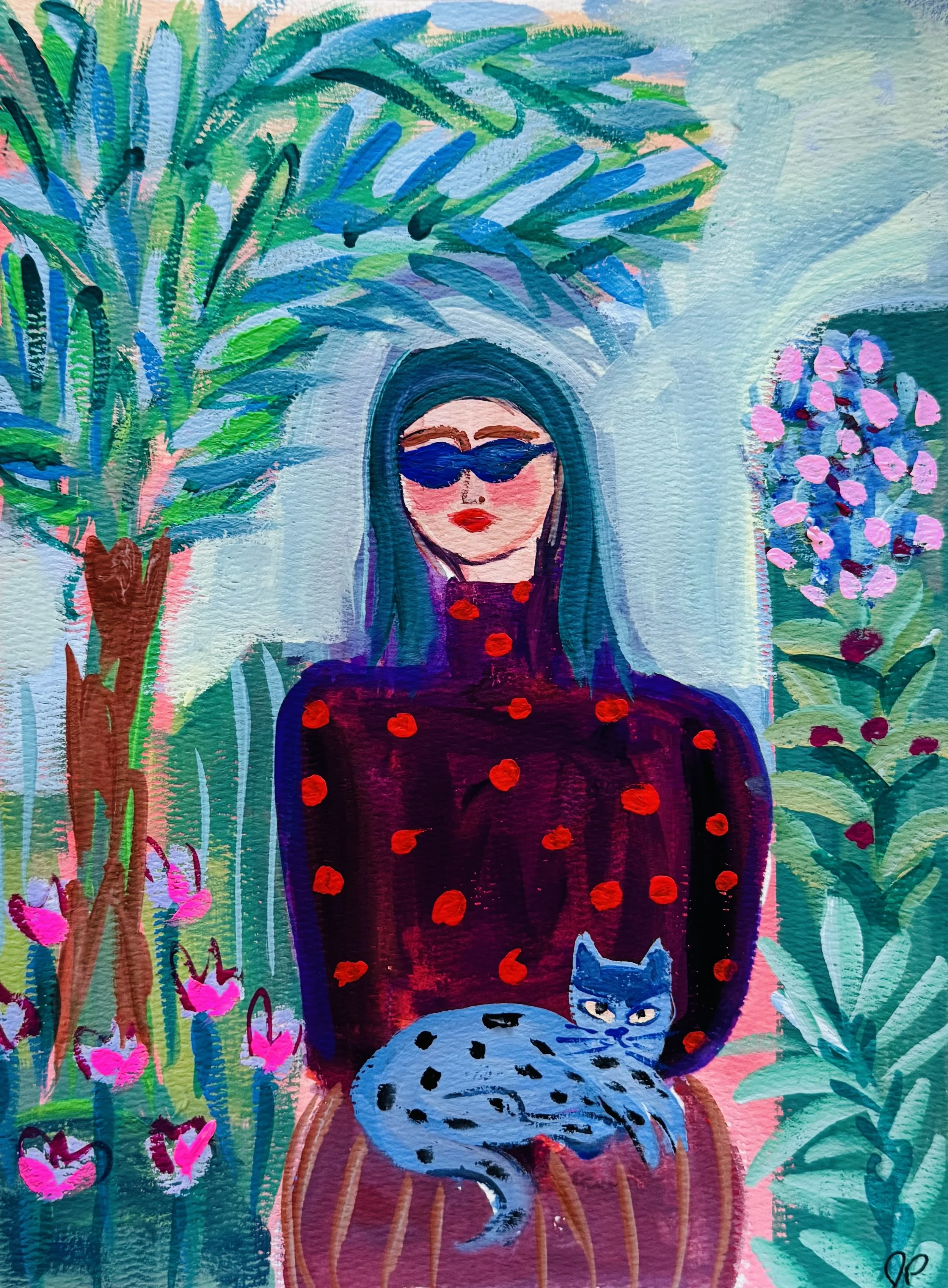 Cool Girl With Cat