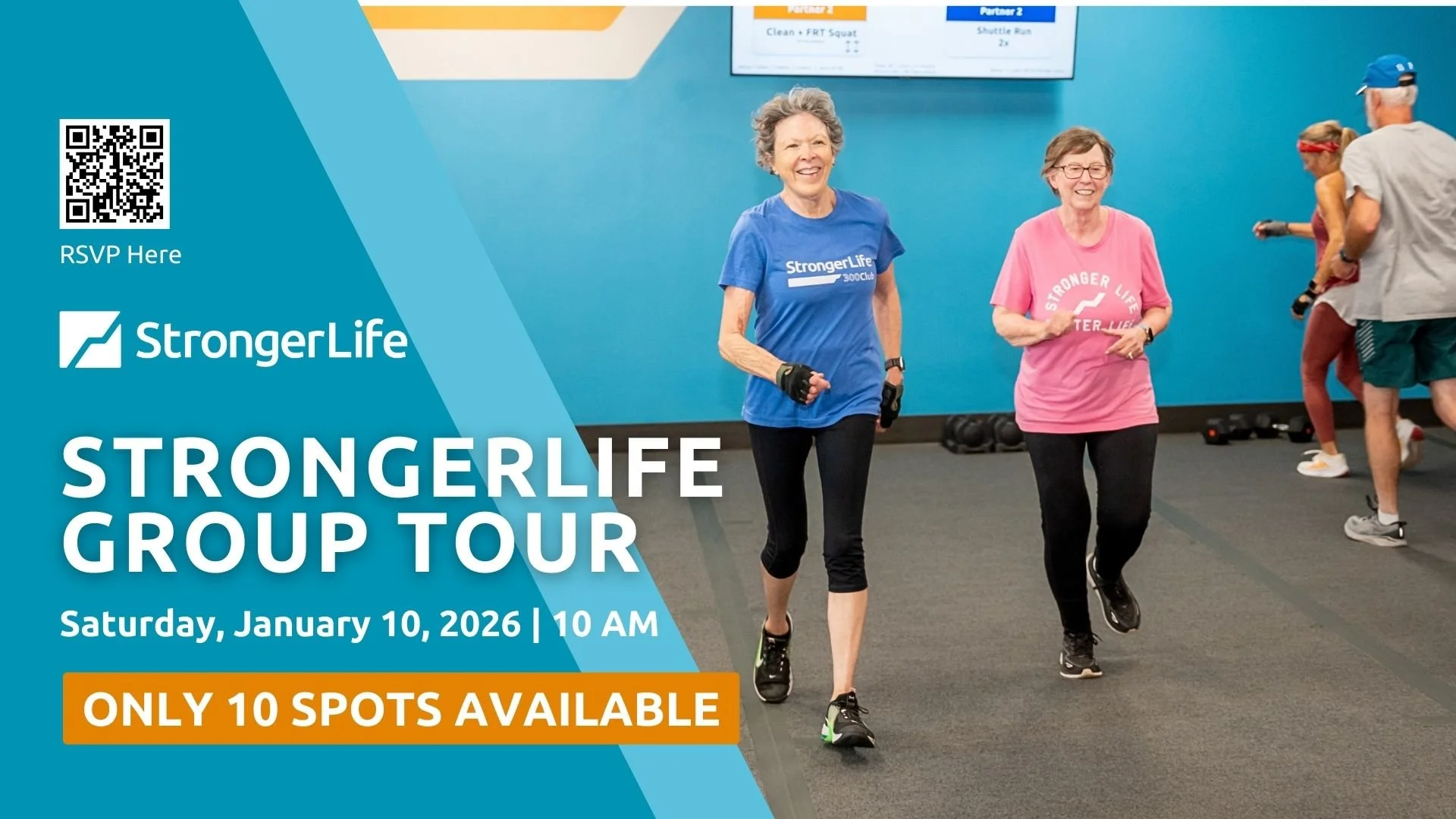 If you want to feel better in your body, move with more confidence, and stay active for everyday life - without feeling intimidated by a gym - this is for YOU.

Join us for a StrongerLife Group Tour to walk the facility, see our physical therapist-de