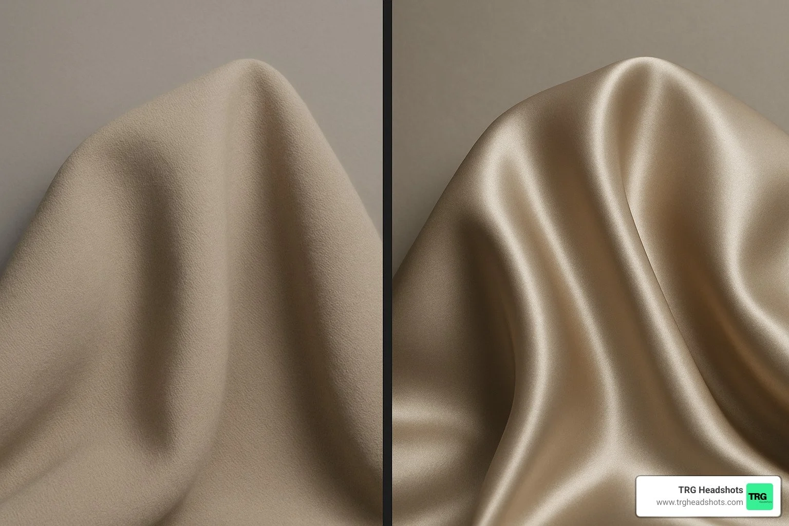 comparison of matte vs shiny fabric under studio lights - acting headshot outfits