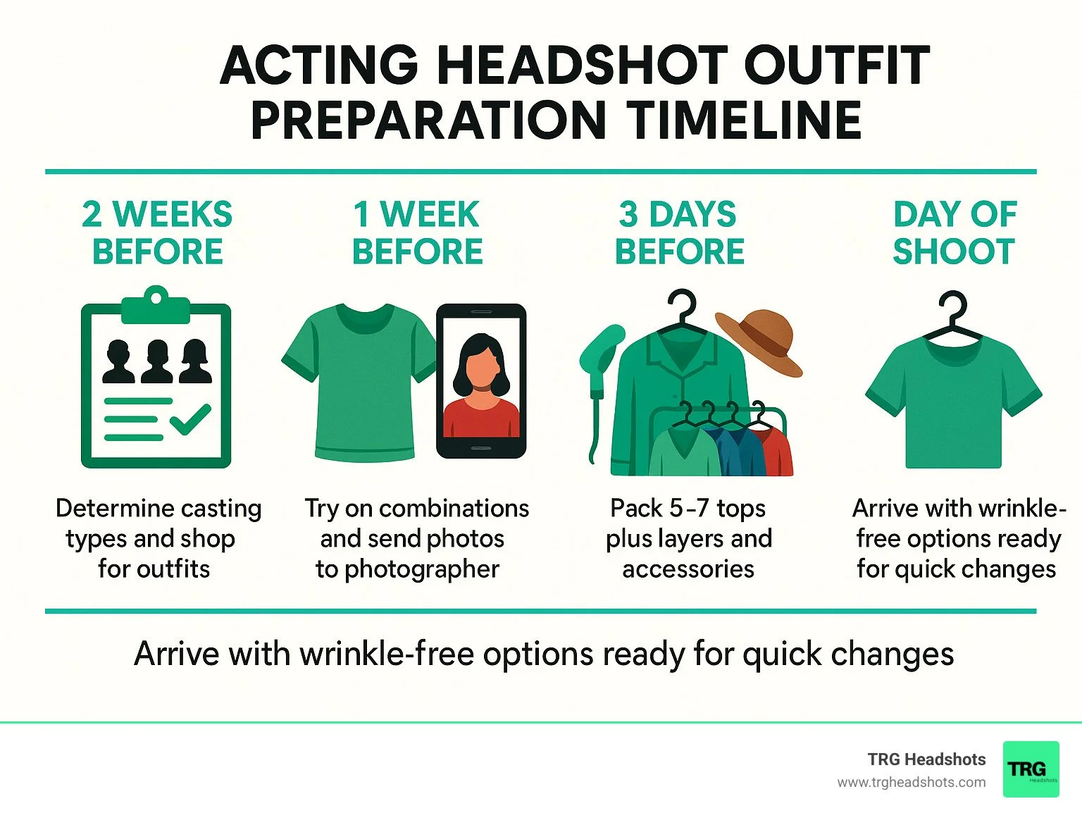 acting headshot outfit preparation timeline