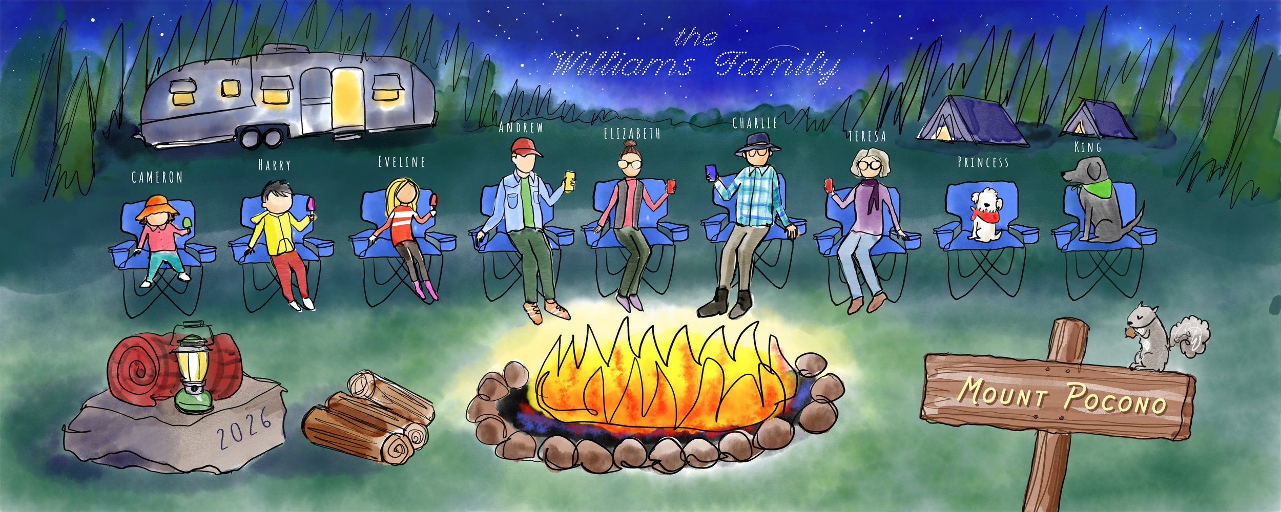Camping Family Art