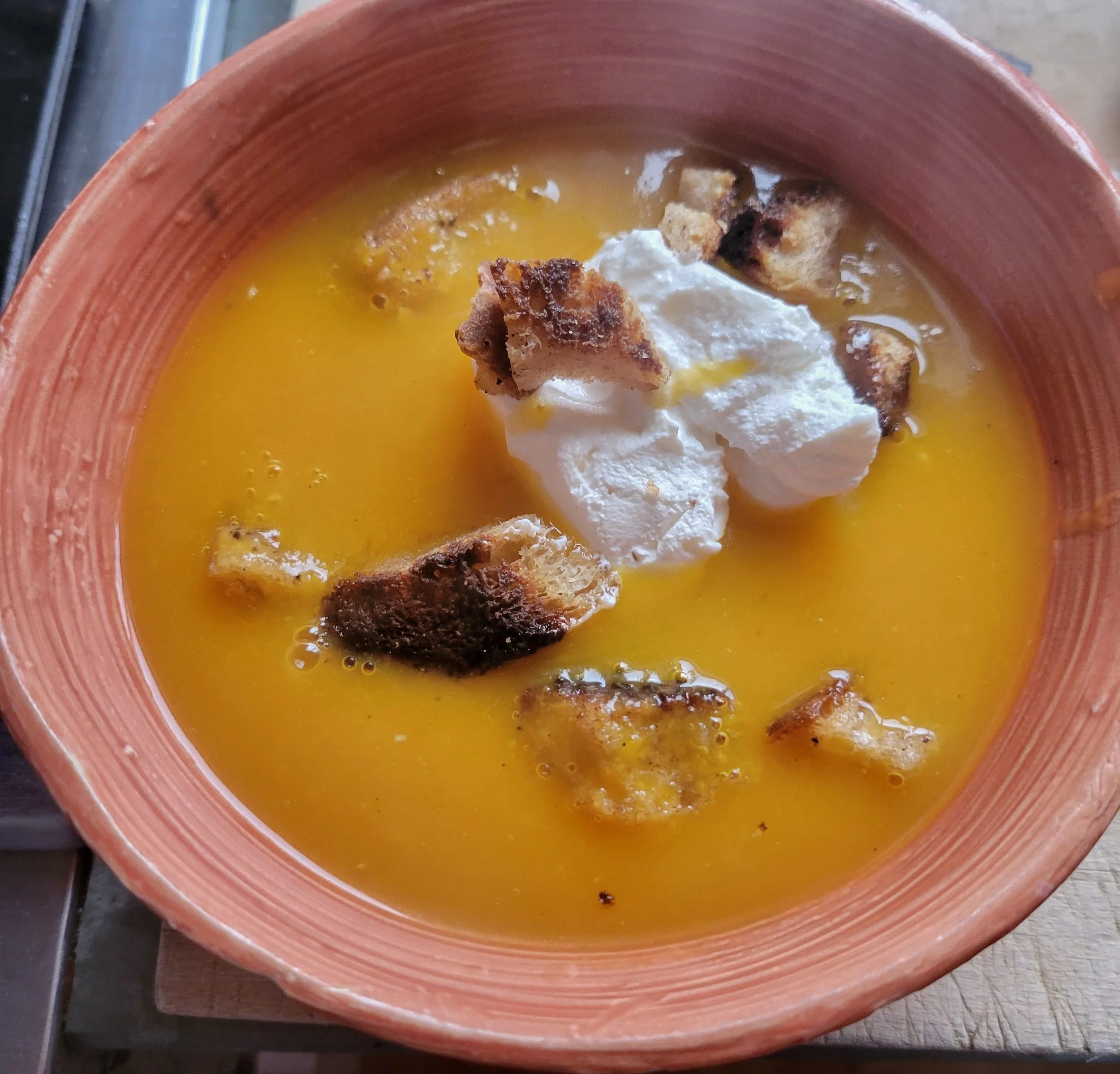 Bowl of Homemade Butternut Stock Soup